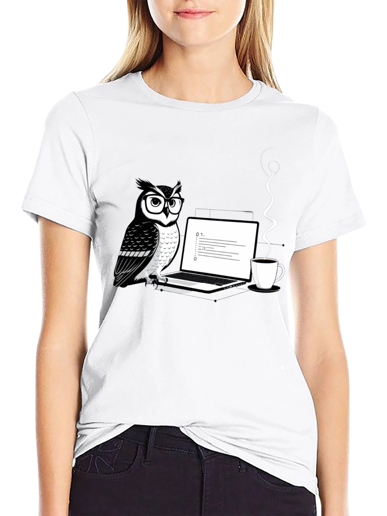 Owl Coder Black T-Shirt - Cool Graphic Tee