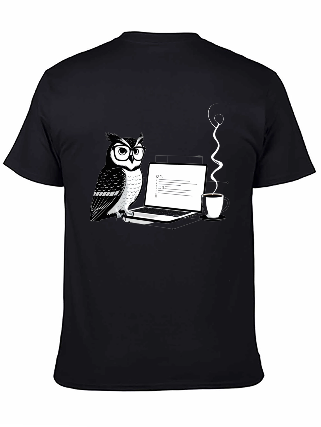 Owl Coder Black T-Shirt - Cool Graphic Tee