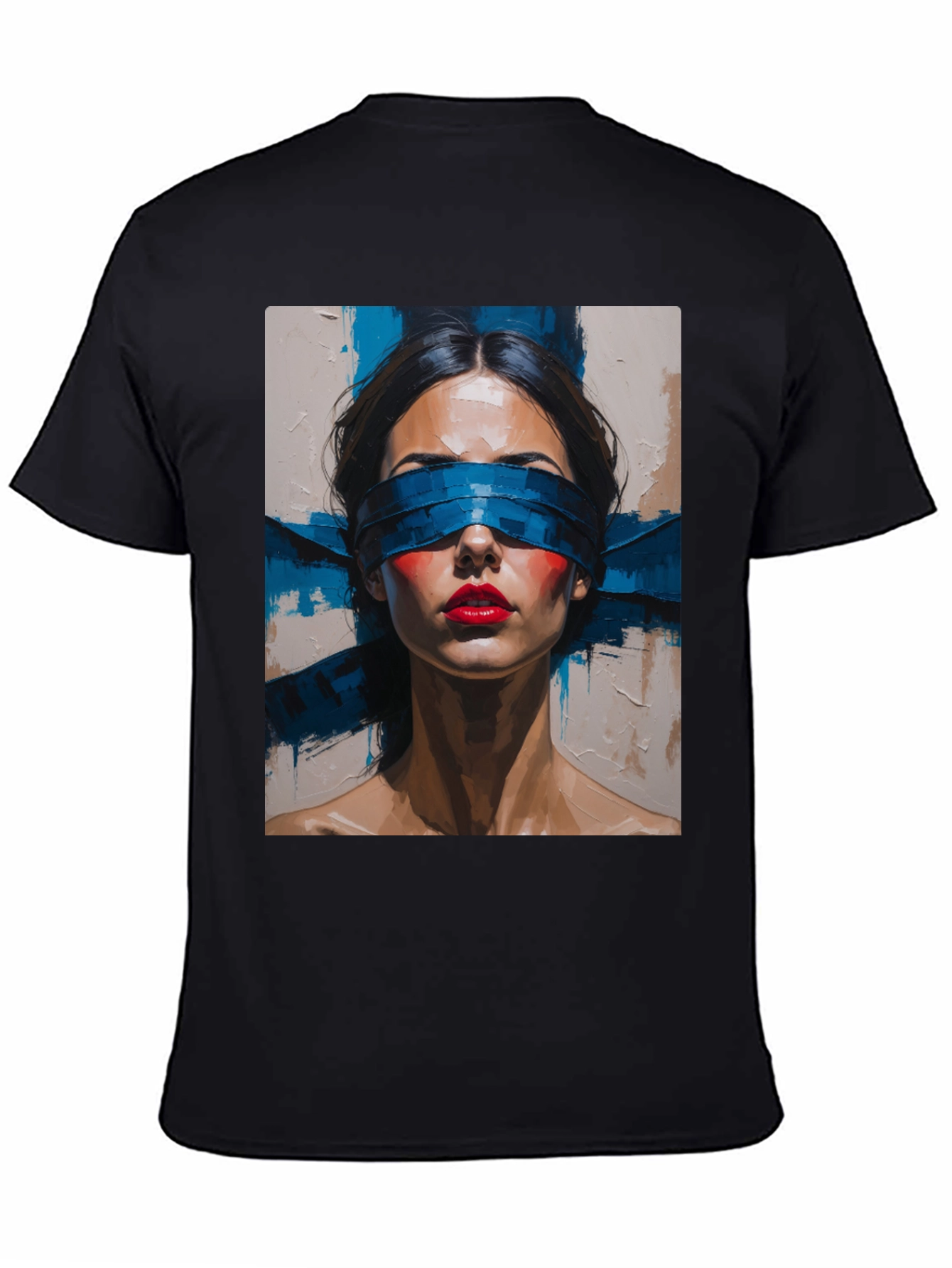 Artistic Blindfolded Woman Graphic Tee - Unisex