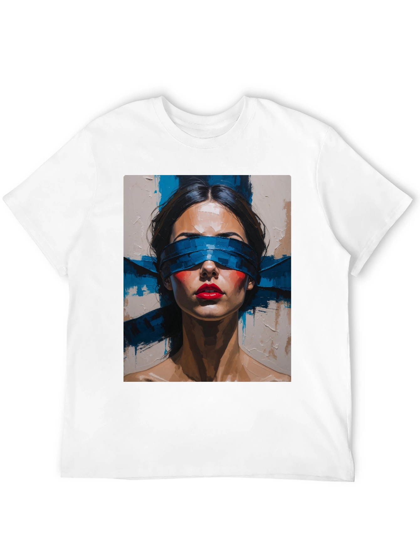 Artistic Blindfolded Woman Graphic Tee - Unisex