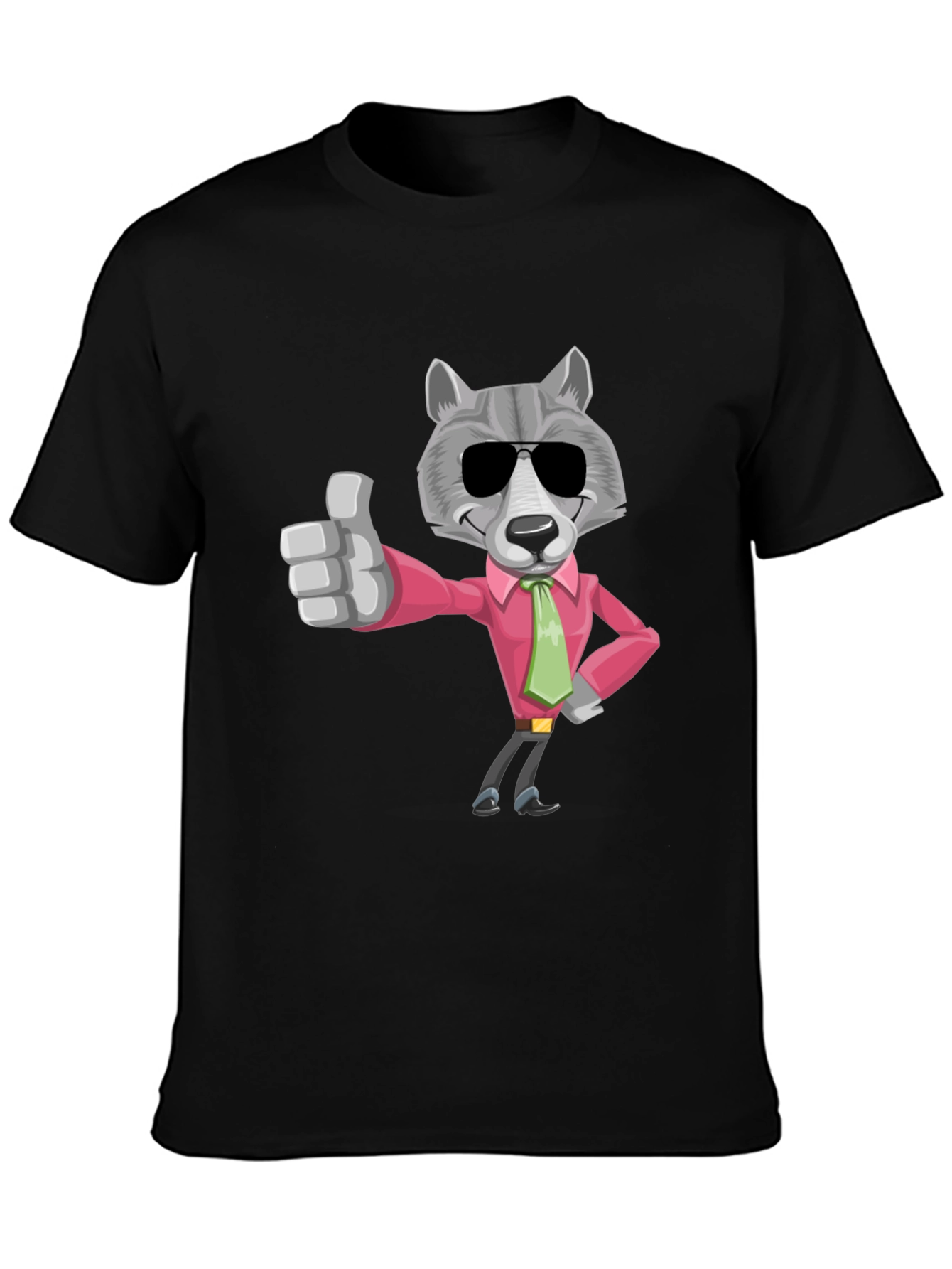 Cool Wolf Graphic Tee - Black Cotton T-Shirt