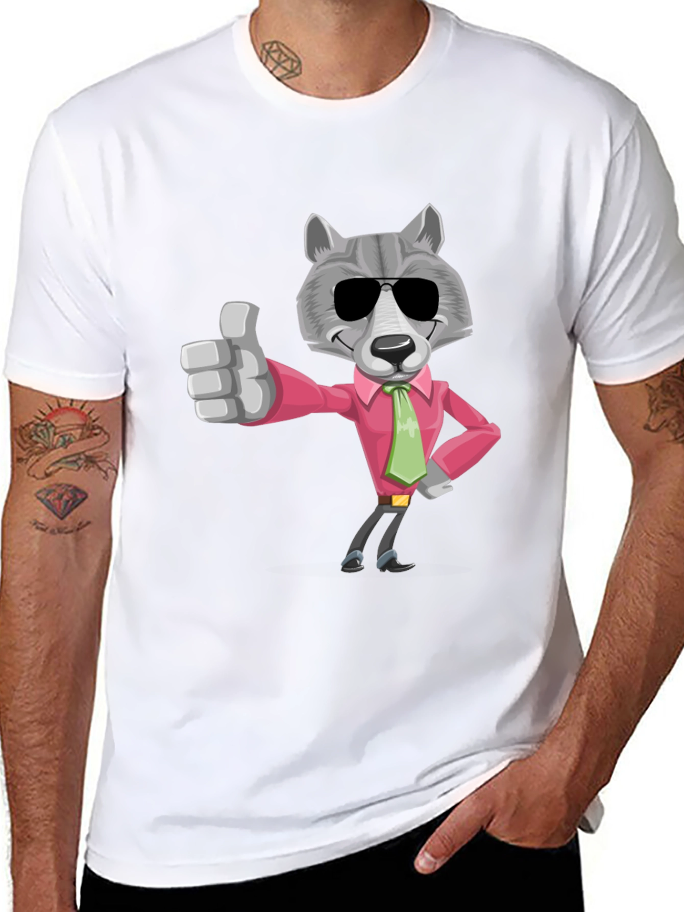 Cool Wolf Graphic Tee - Black Cotton T-Shirt