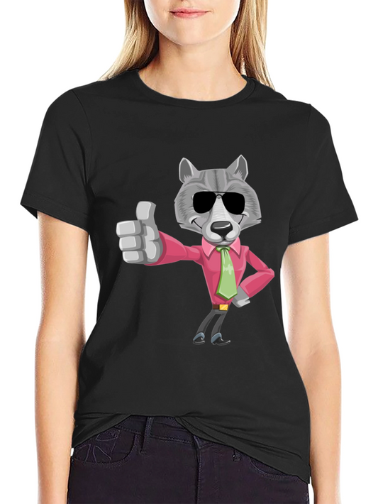 Cool Wolf Graphic Tee - Black Cotton T-Shirt