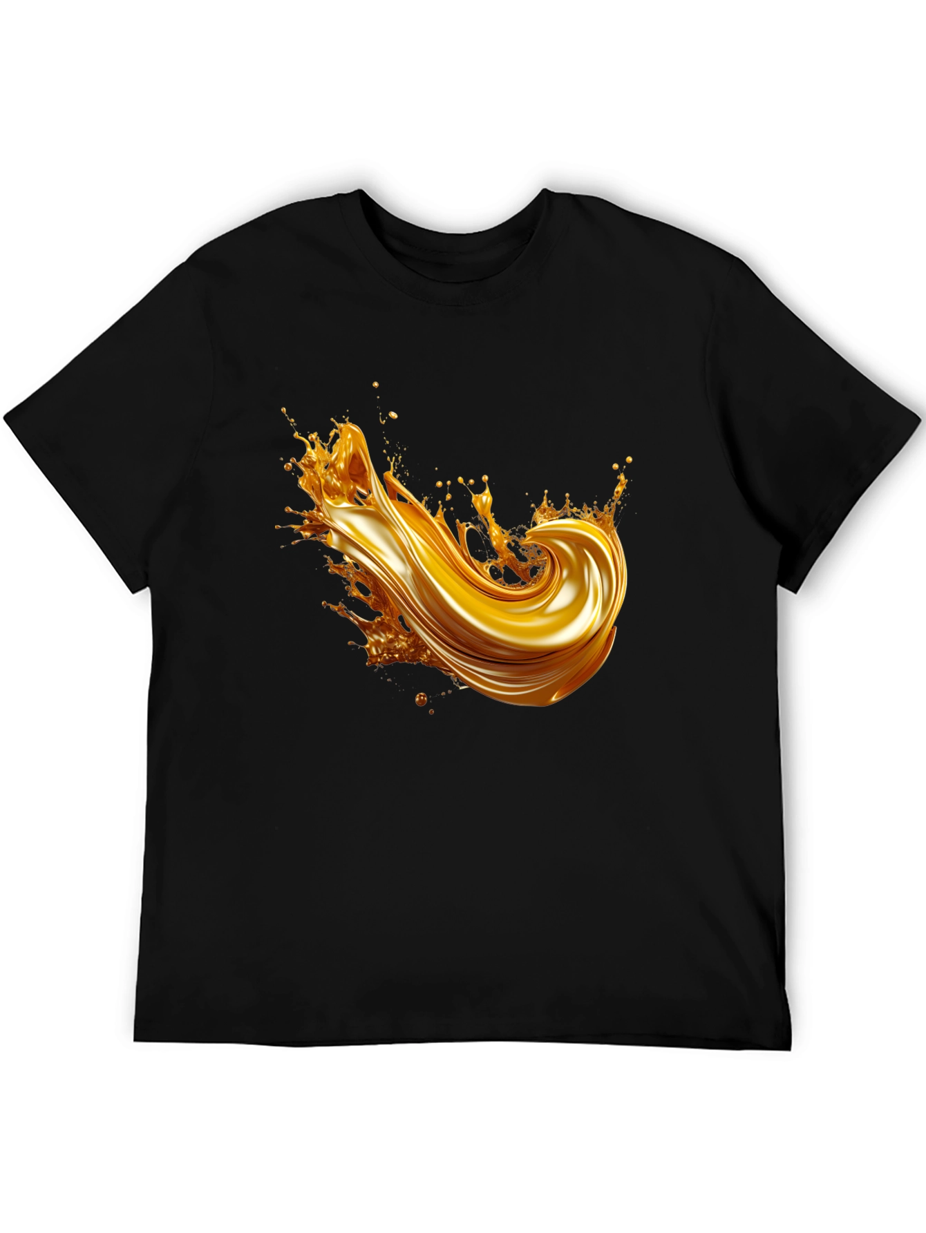 Golden Splash Graphic Tee - Modern Black T-Shirt