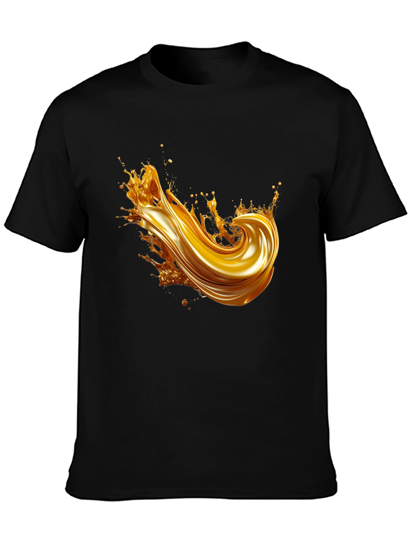 Golden Splash Graphic Tee - Modern Black T-Shirt