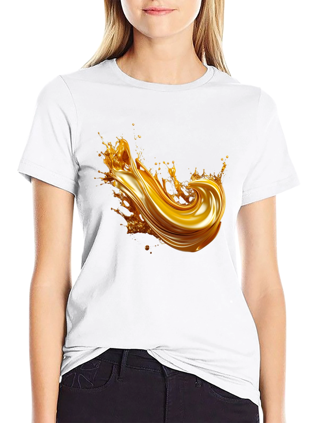 Golden Splash Graphic Tee - Modern Black T-Shirt