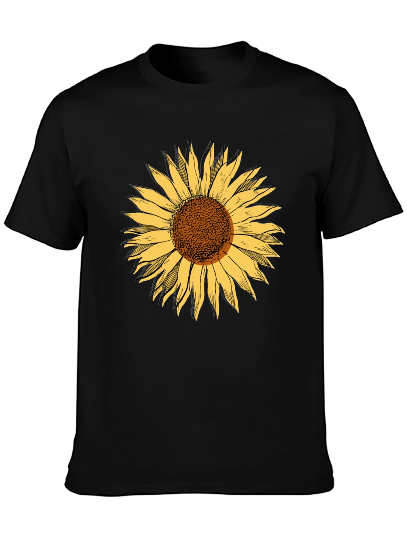 Sunflower Graphic Tee - Stylish Black Cotton T-Shirt