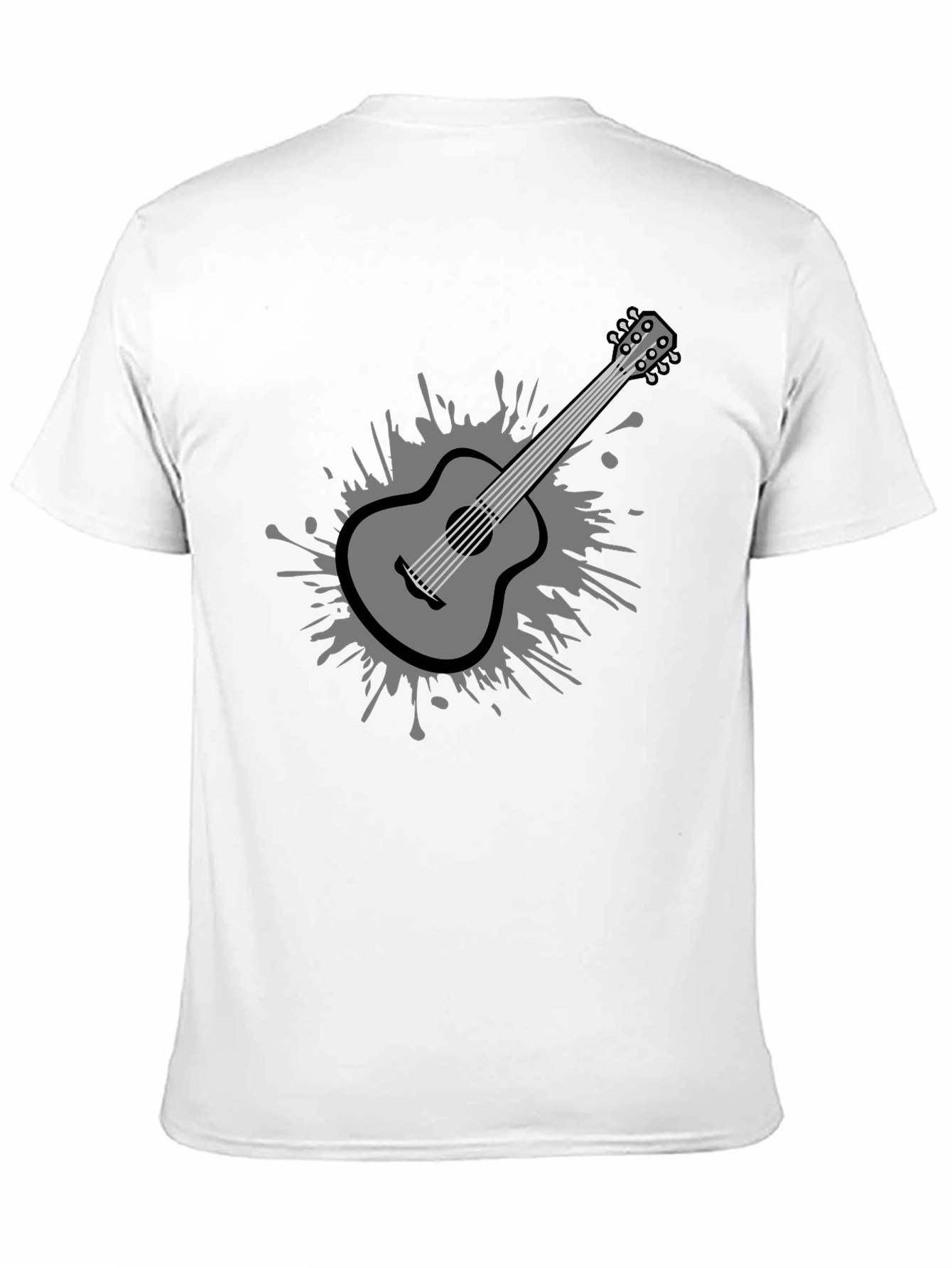 Stylish Guitar Graphic Tee - Black Cotton Blend