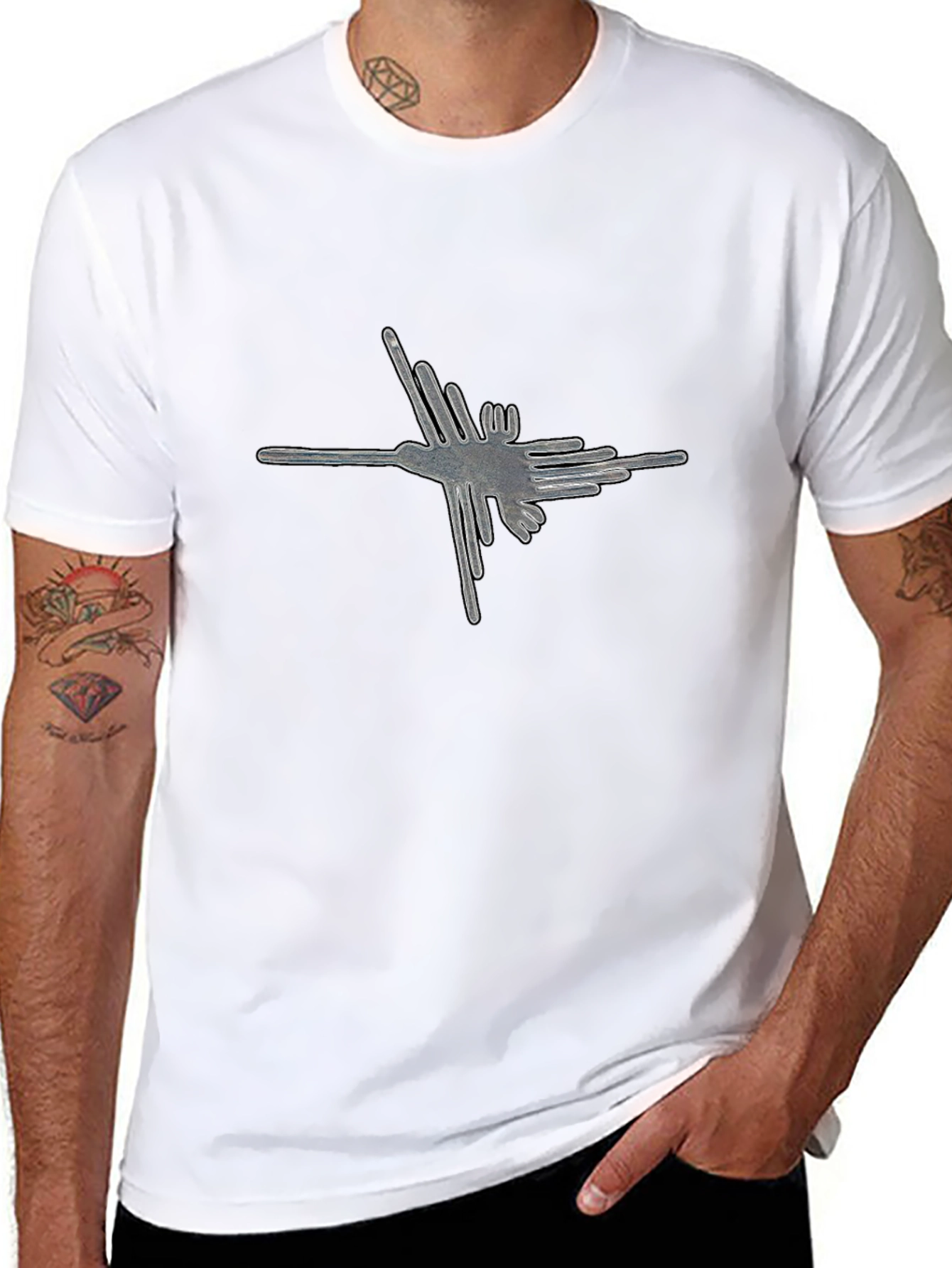Nazca Lines Hummingbird Tee - Graphic Print Shirt