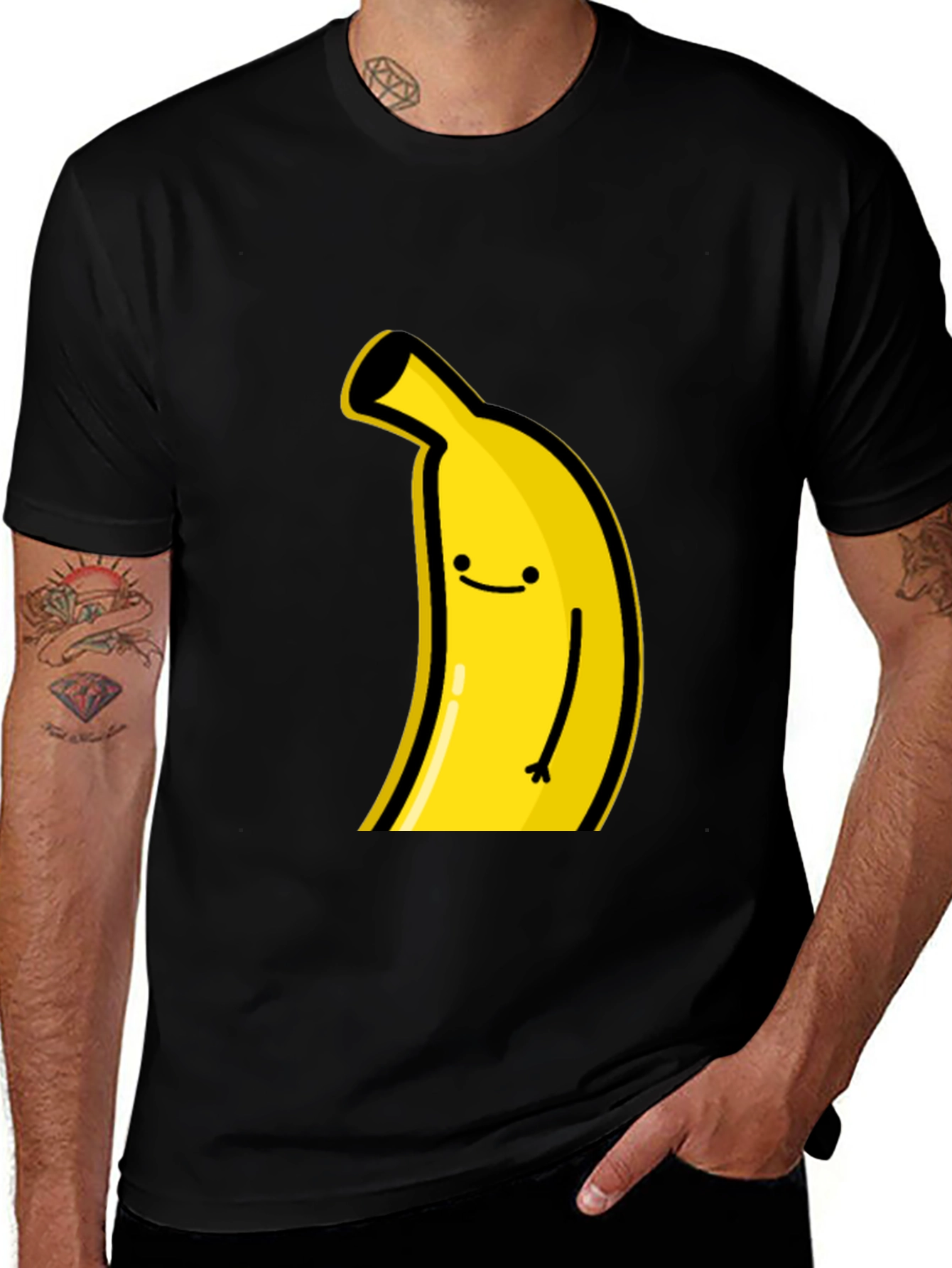 Funny Banana Graphic Tee - Black Cotton T-Shirt