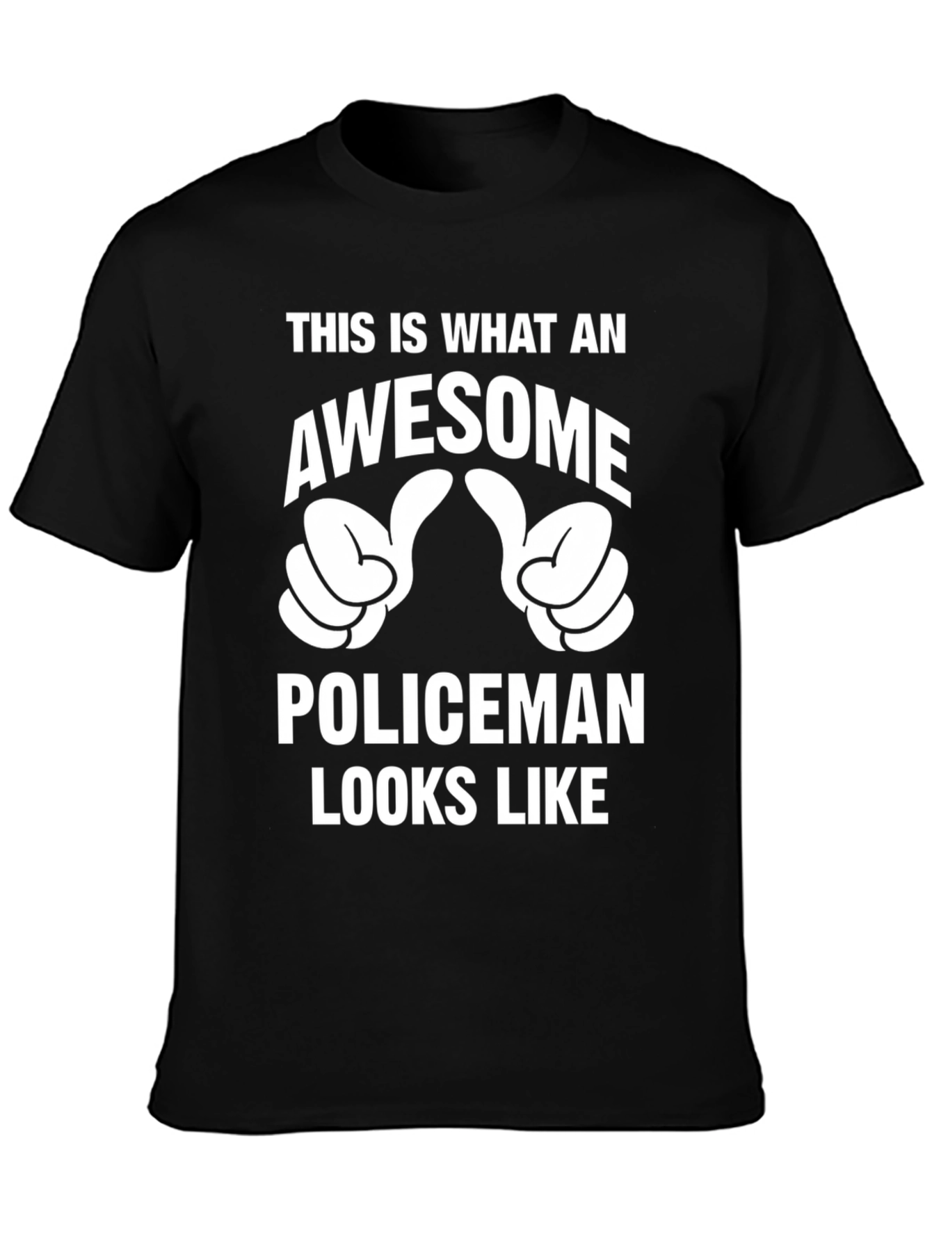 Awesome Policeman Graphic Tee - Black Cotton T-Shirt