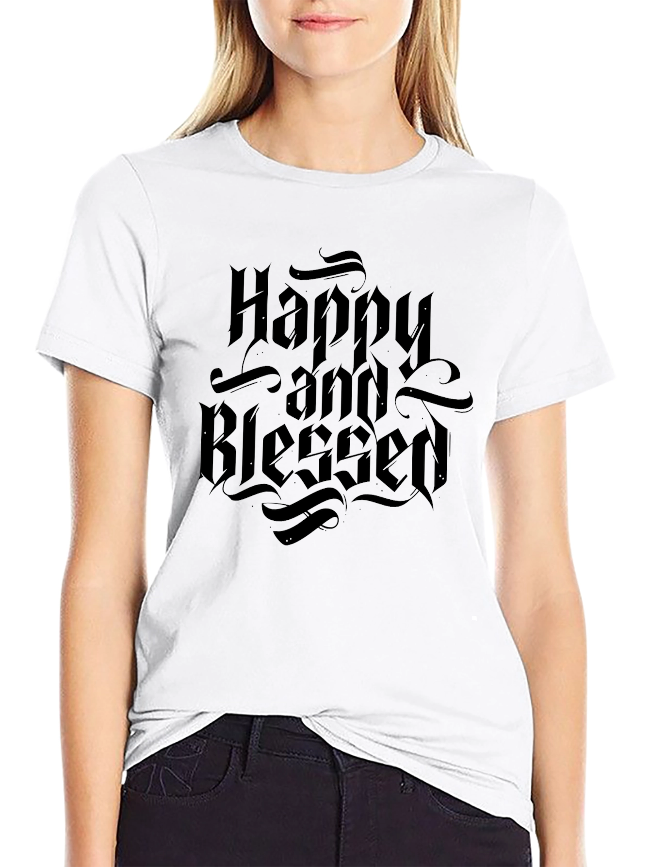 Happy and Blessed Black T-Shirt