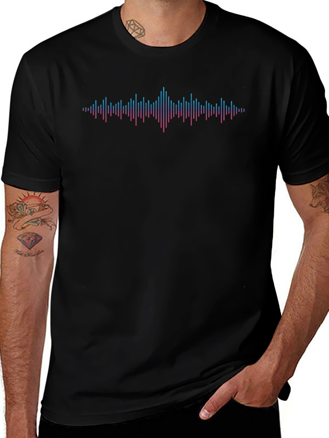 Sound Wave Graphic Black T-Shirt
