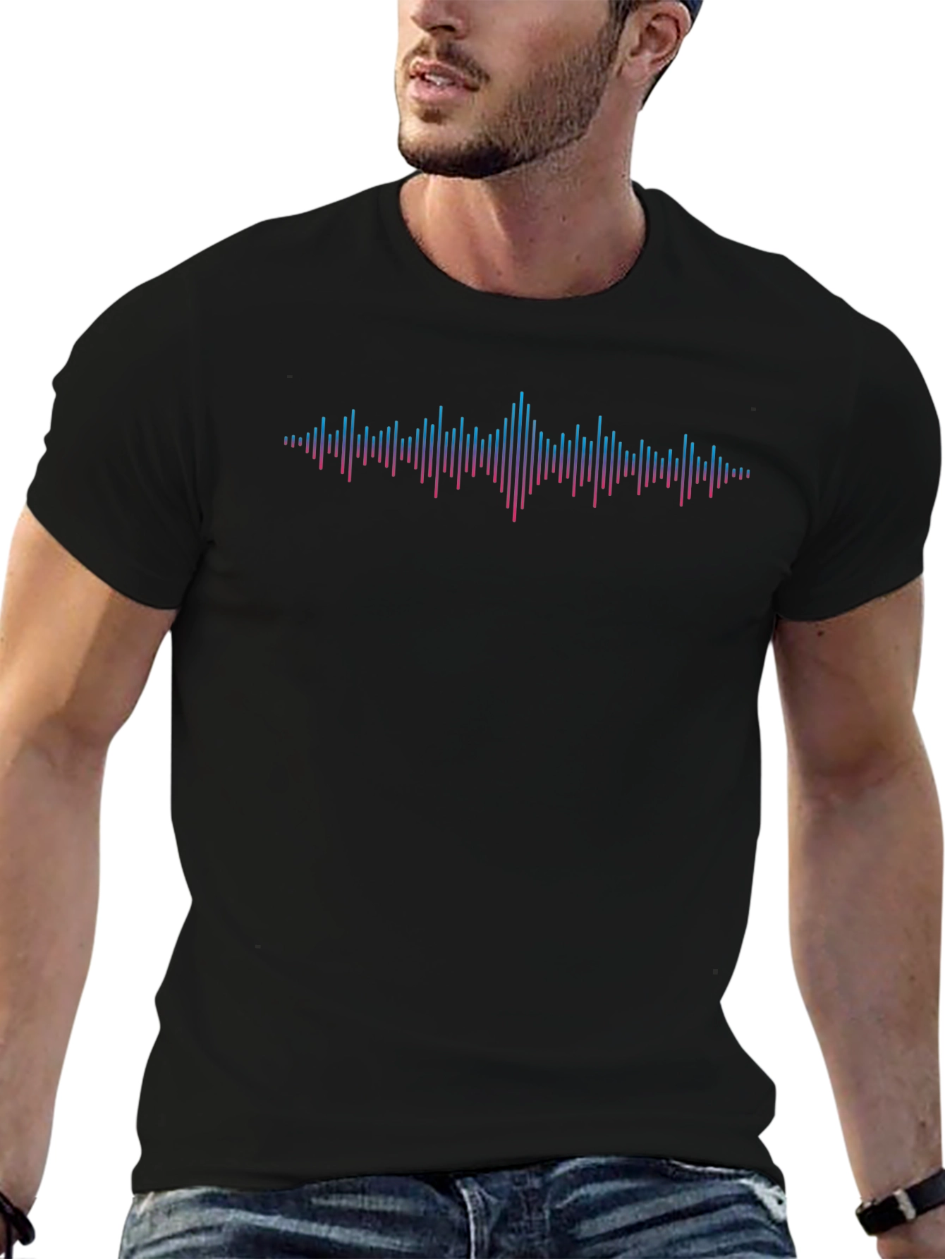 Sound Wave Graphic Black T-Shirt