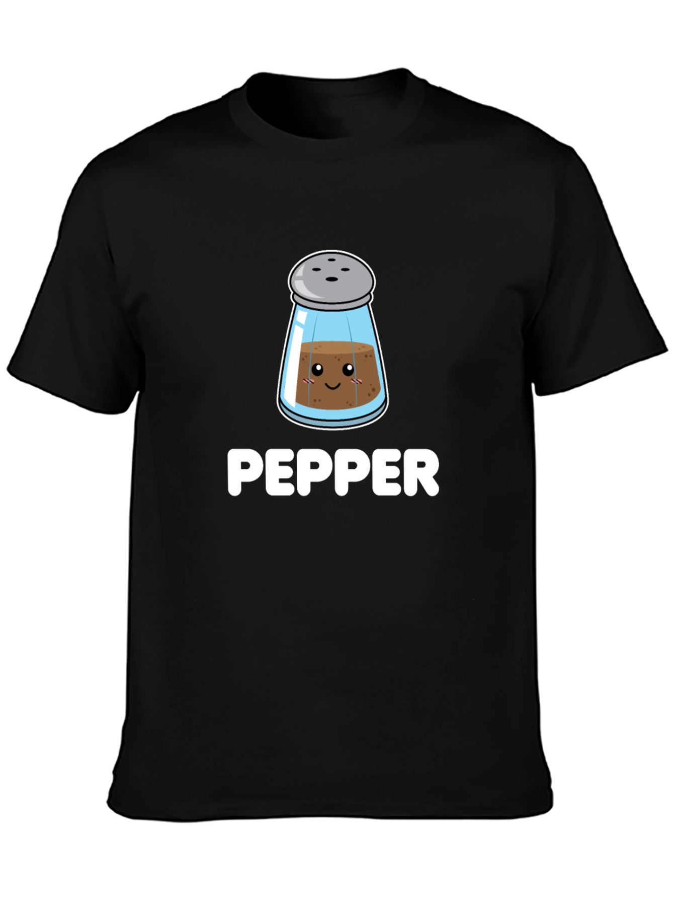 Cute Pepper Shaker Graphic Tee - Black