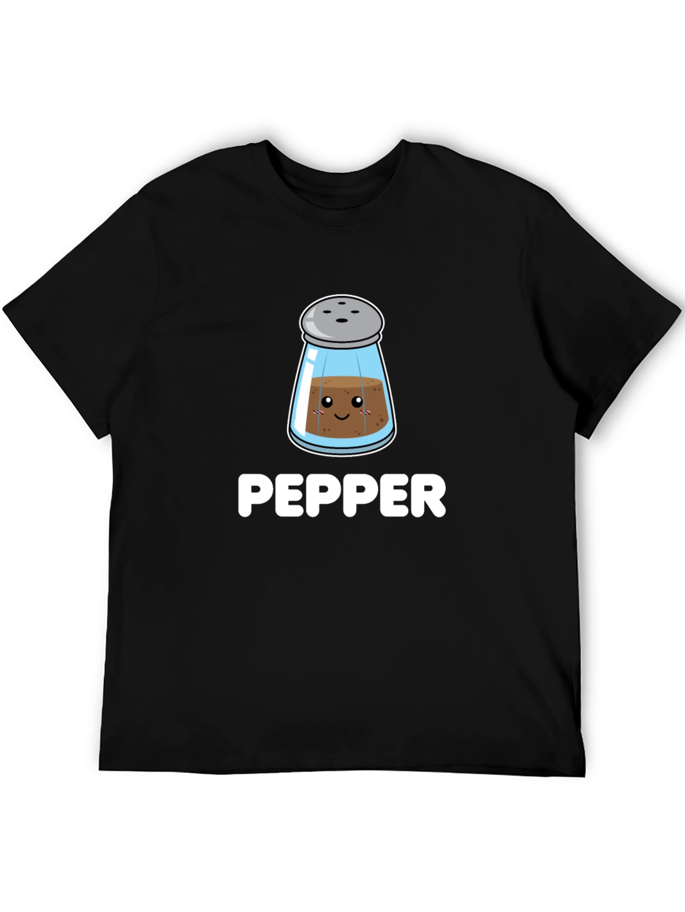 Cute Pepper Shaker Graphic Tee - Black
