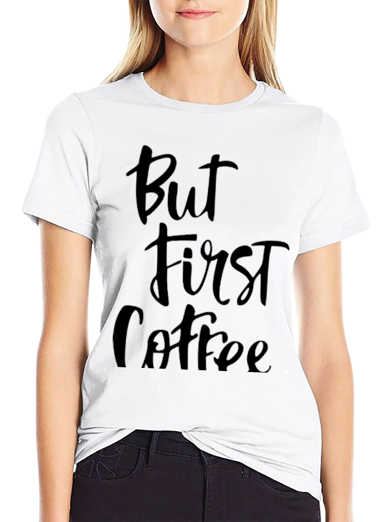 But First Coffee Black Graphic Tee Shirt