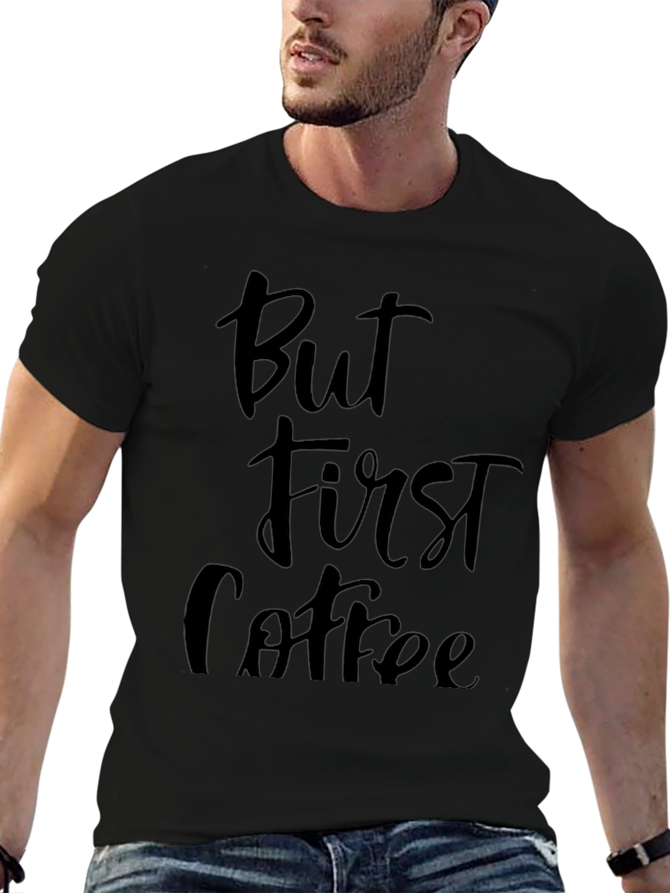 But First Coffee Black Graphic Tee Shirt