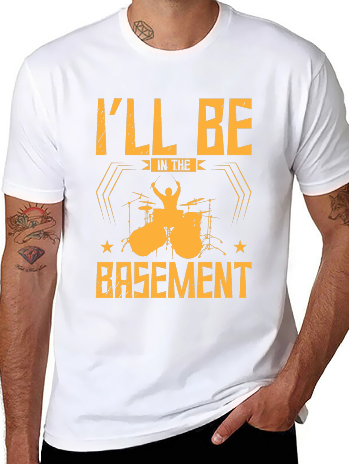 Drummer T-Shirt: Ill Be In The Basement Black Tee