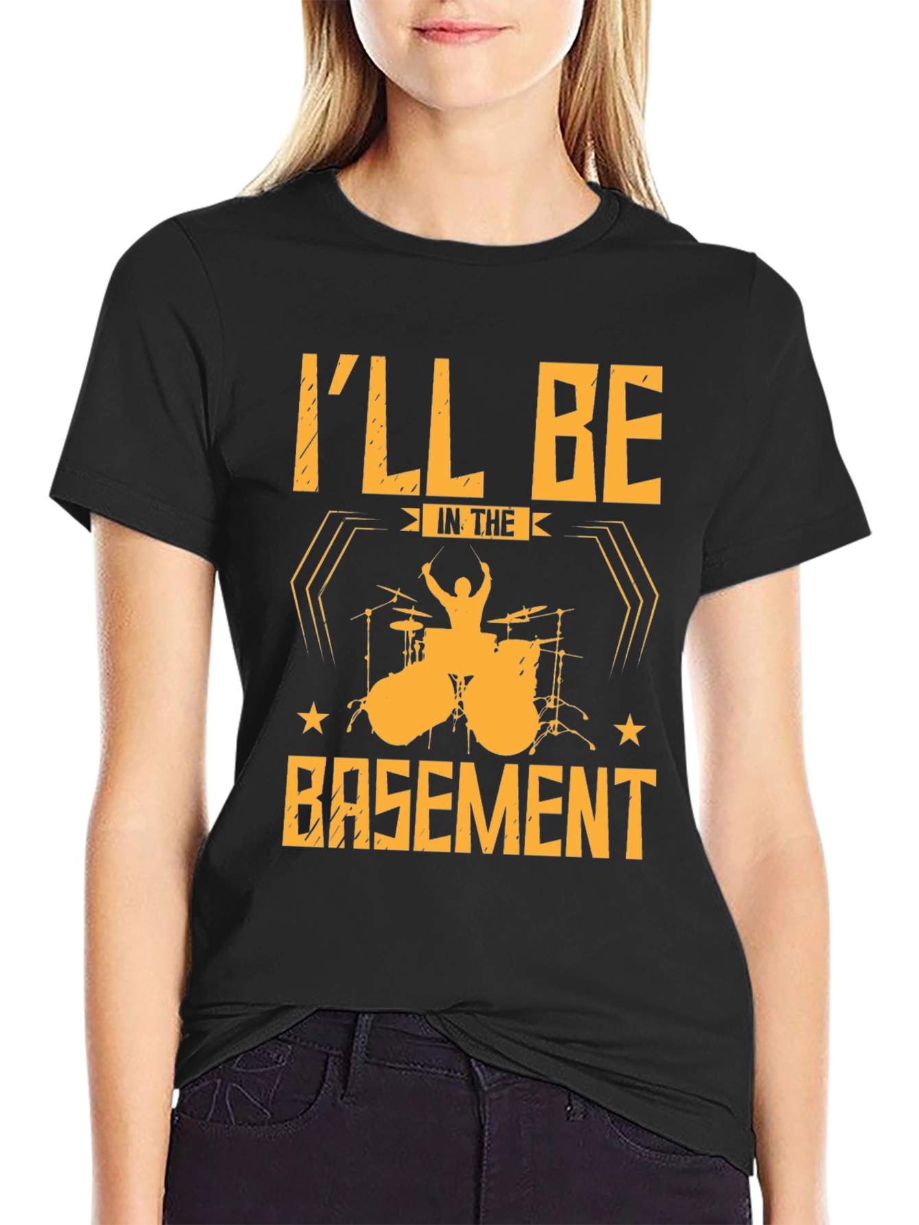 Drummer T-Shirt: Ill Be In The Basement Black Tee