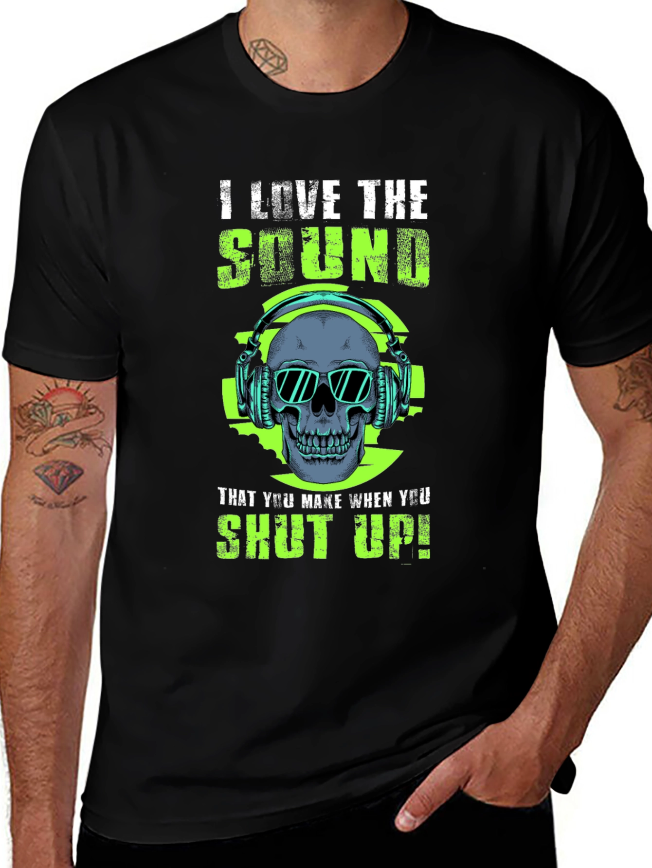 I Love The Sound Skull Graphic T-Shirt