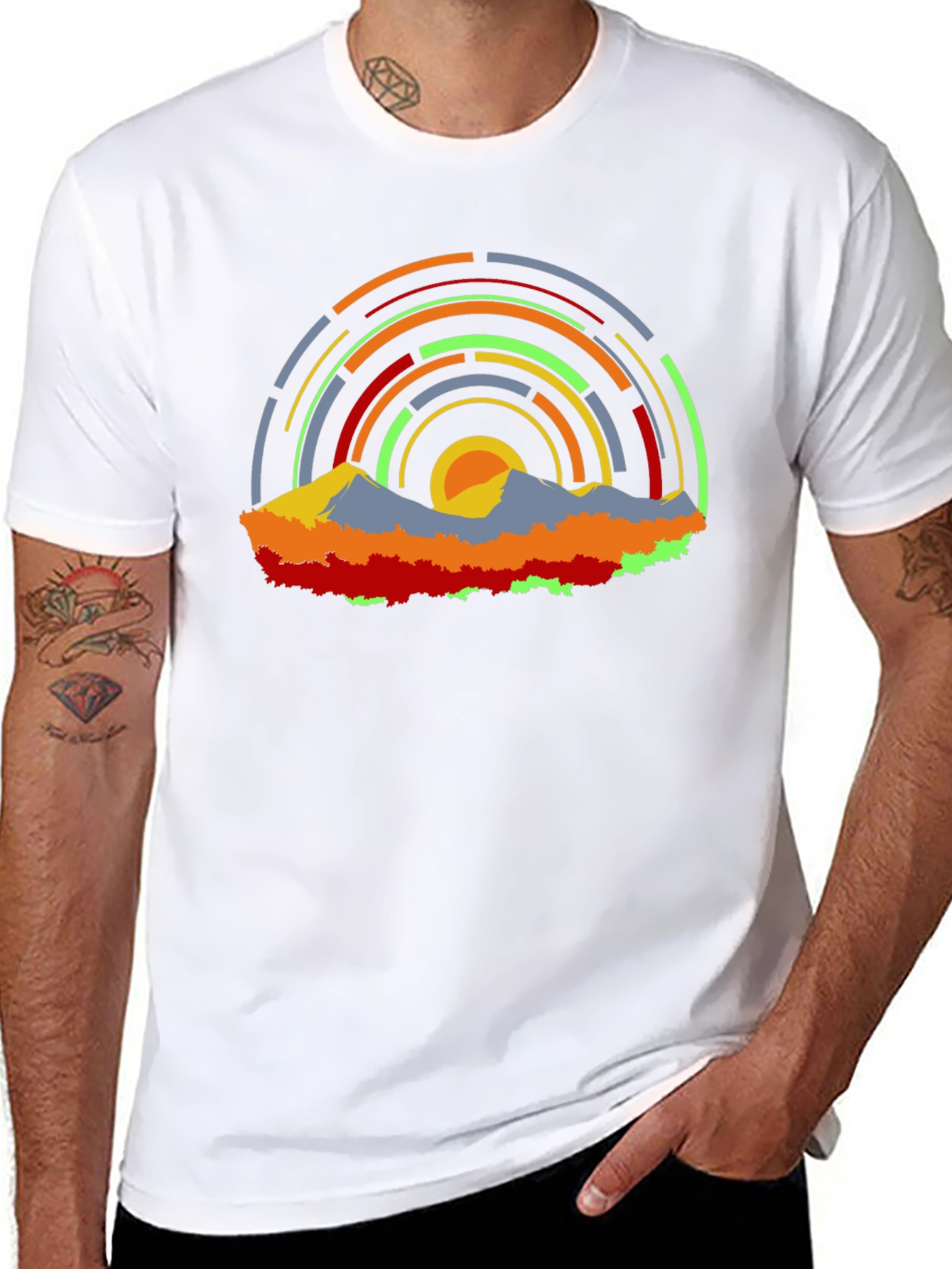 Abstract Mountainscape Graphic T-Shirt