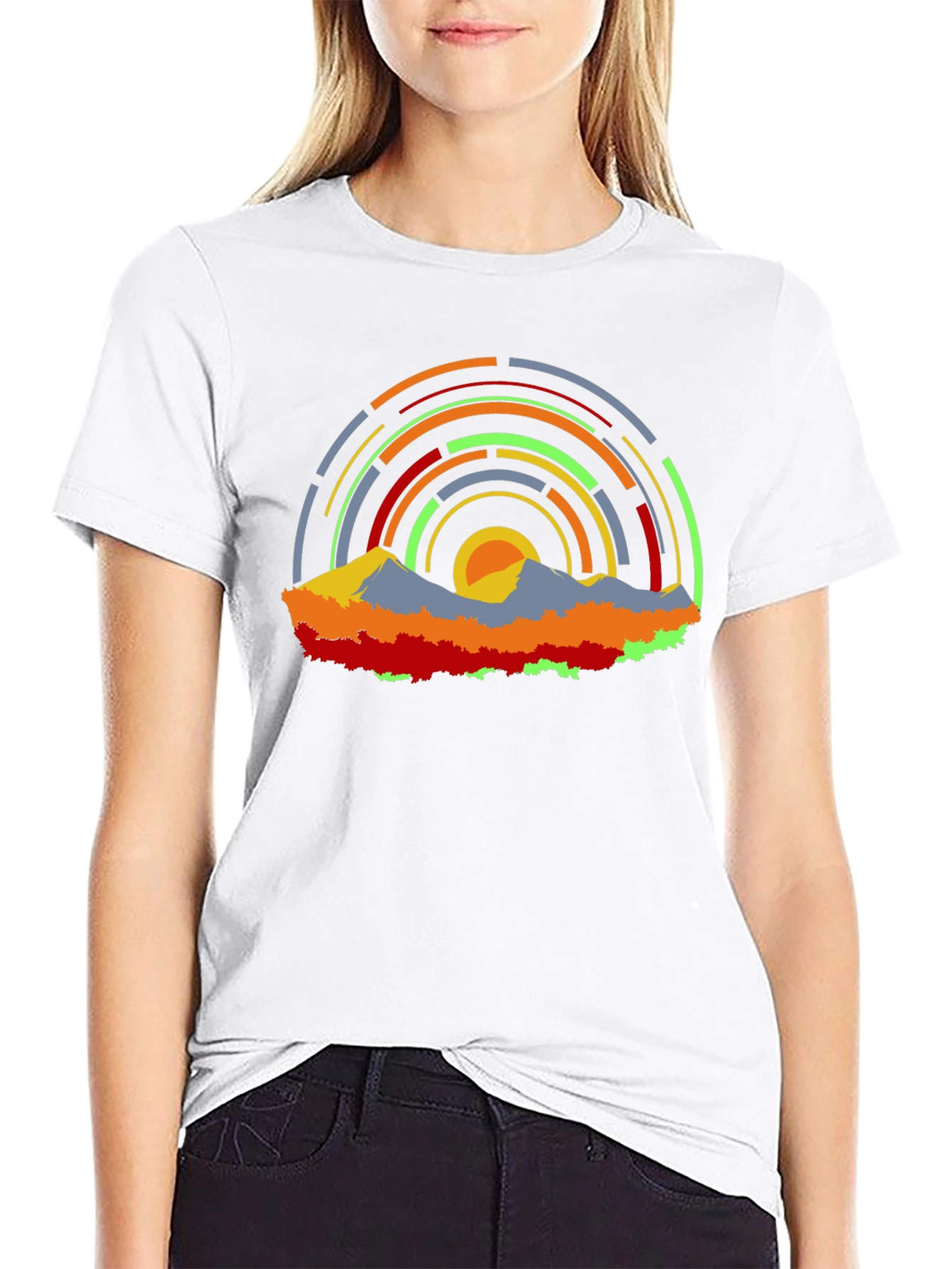 Abstract Mountainscape Graphic T-Shirt