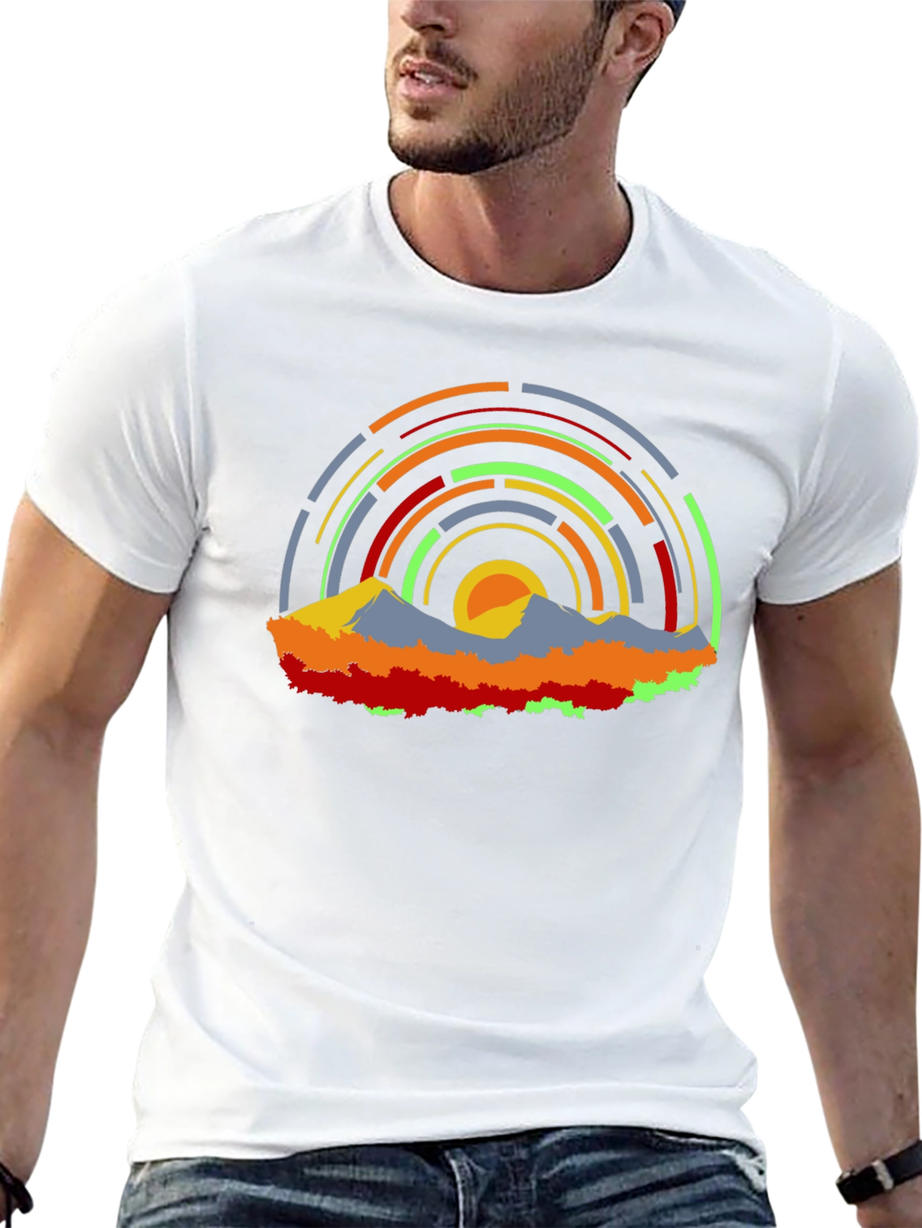 Abstract Mountainscape Graphic T-Shirt