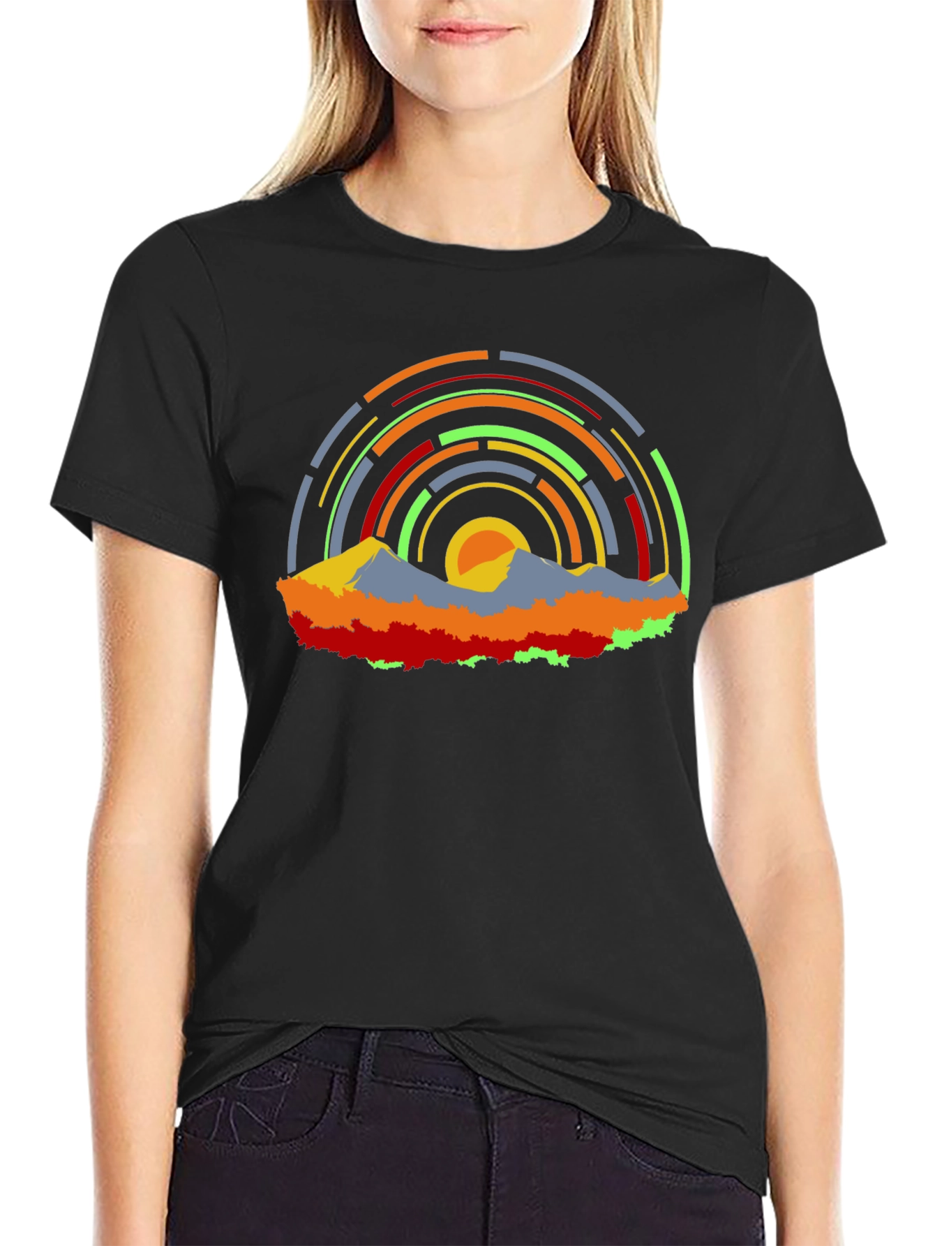 Abstract Mountainscape Graphic T-Shirt