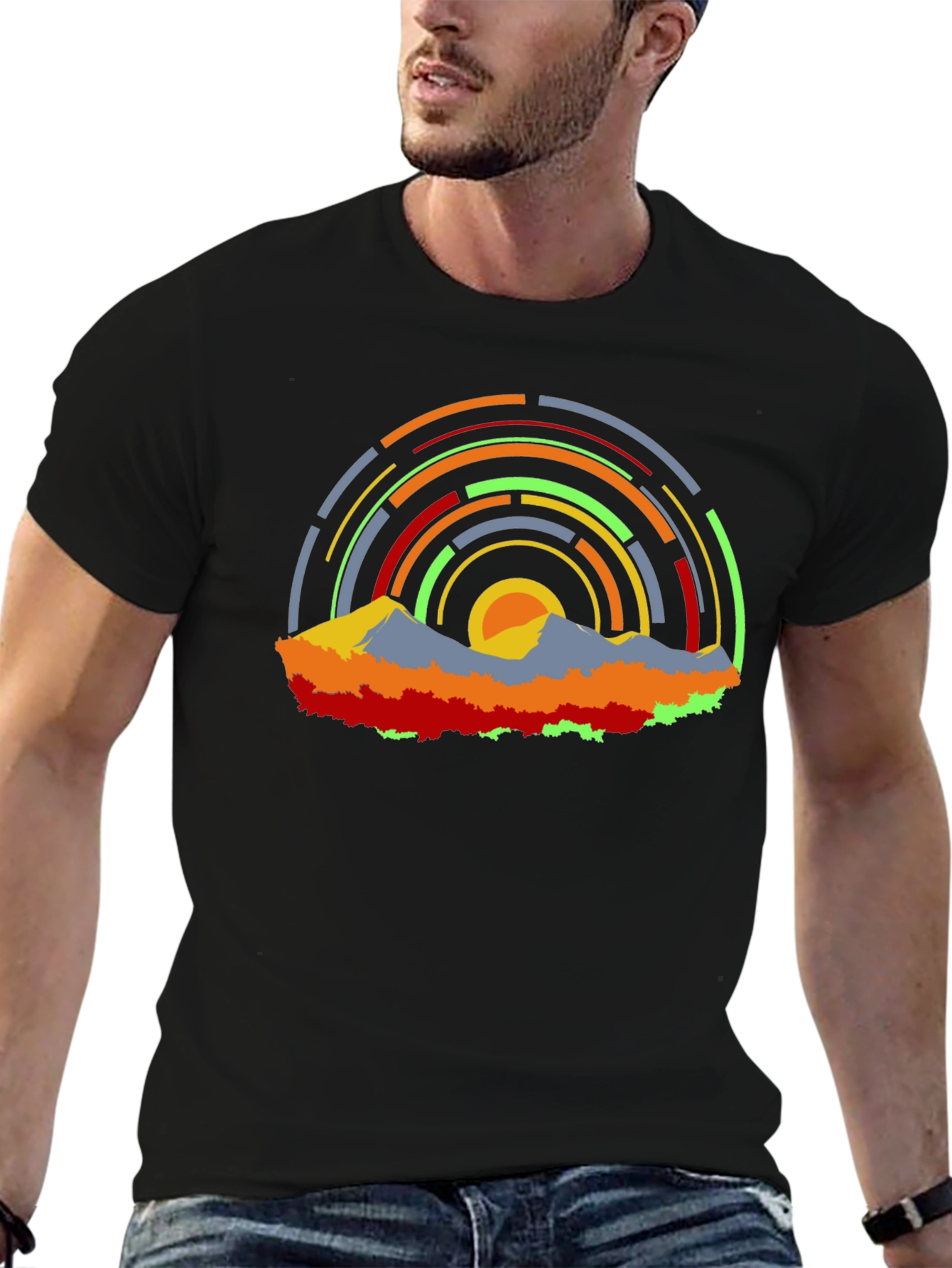 Abstract Mountainscape Graphic T-Shirt
