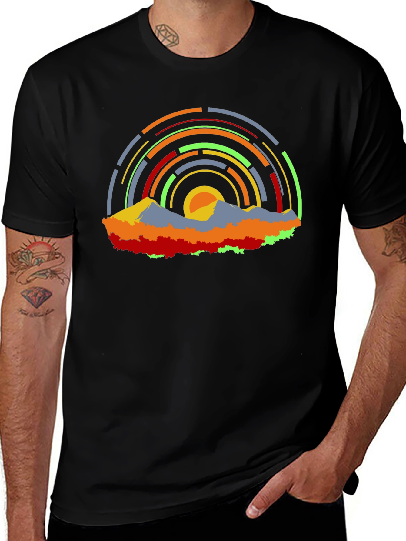 Abstract Mountainscape Graphic T-Shirt