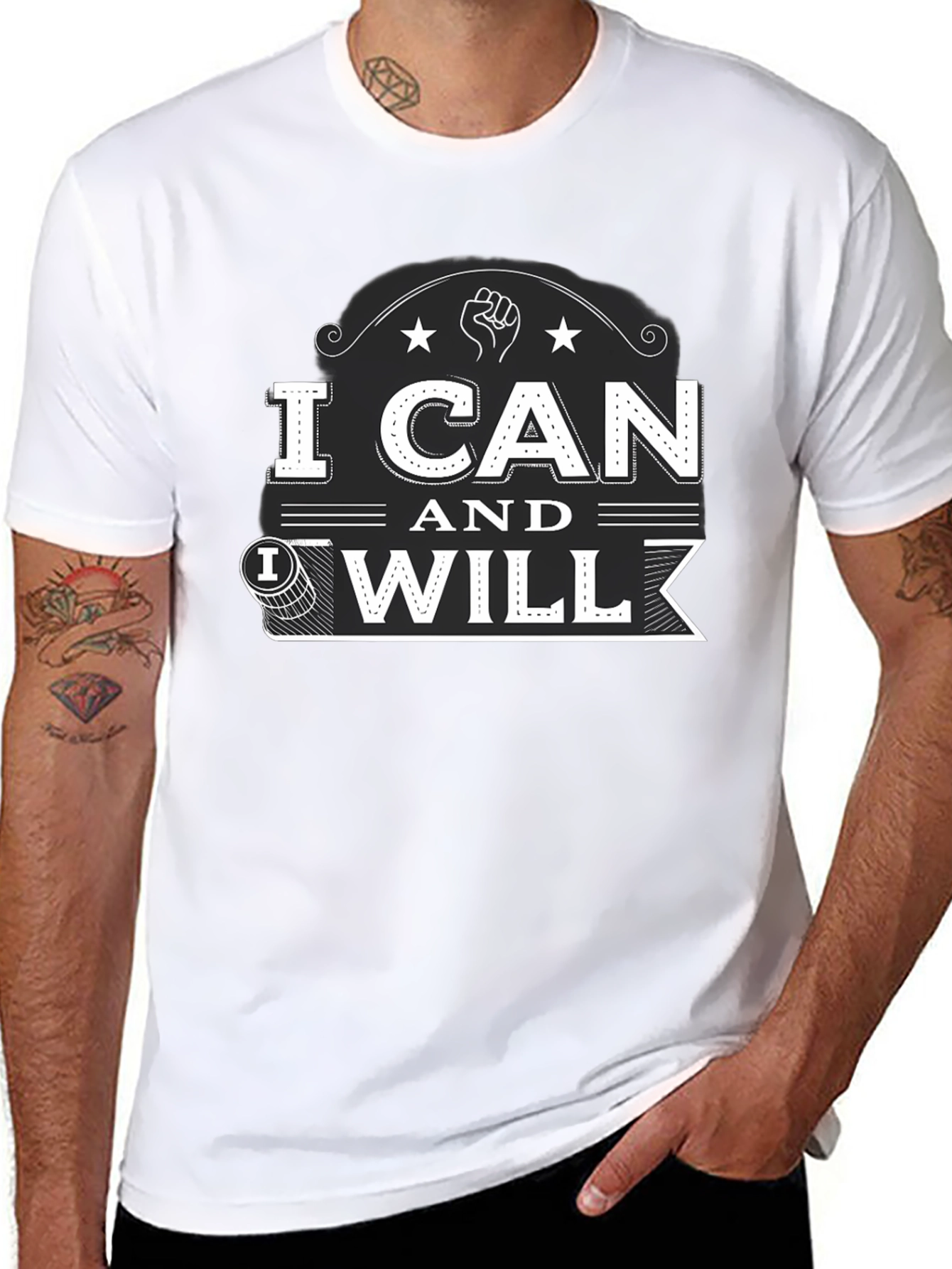 I Can and I Will Black Graphic T-Shirt