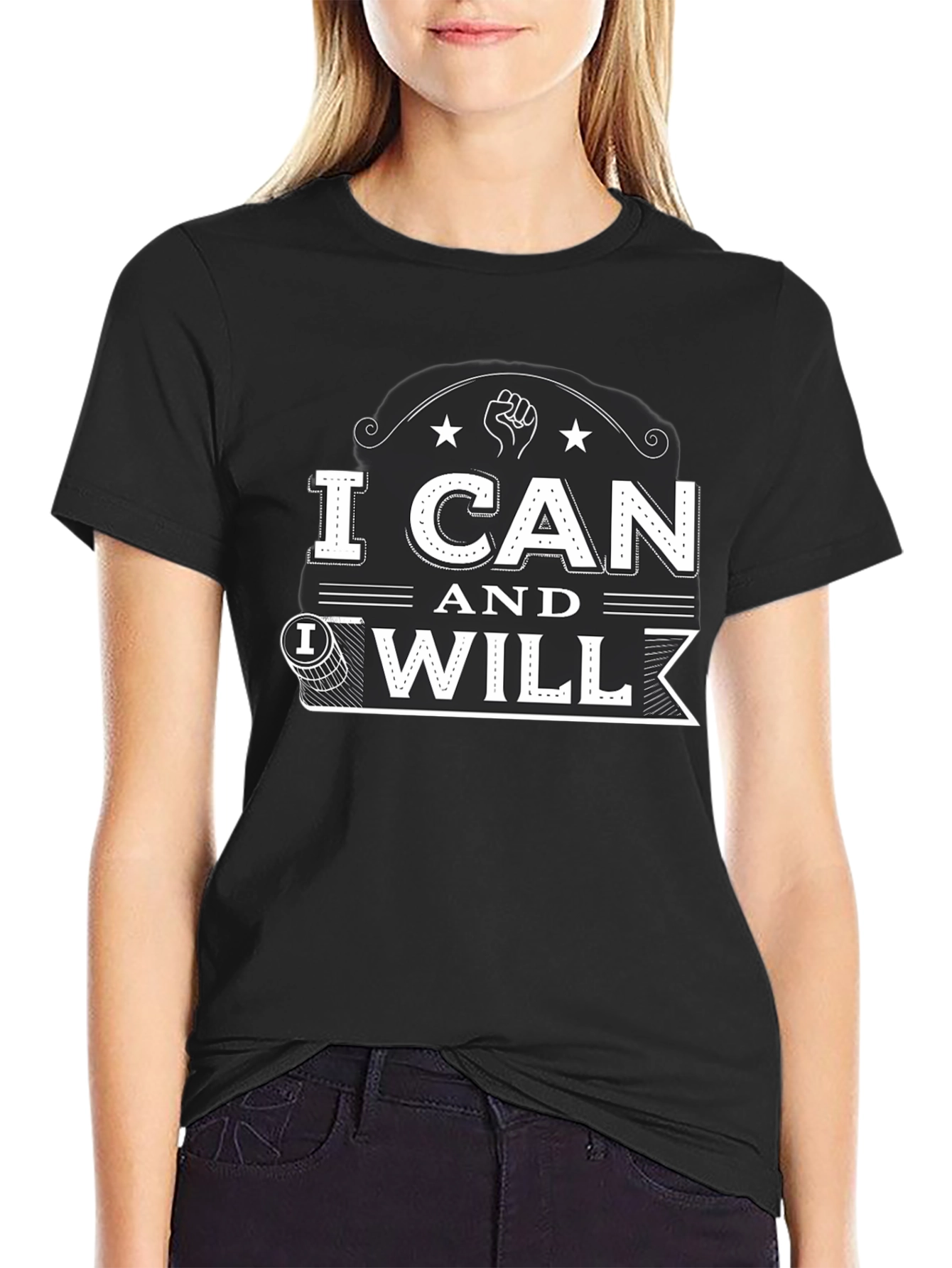 I Can and I Will Black Graphic T-Shirt