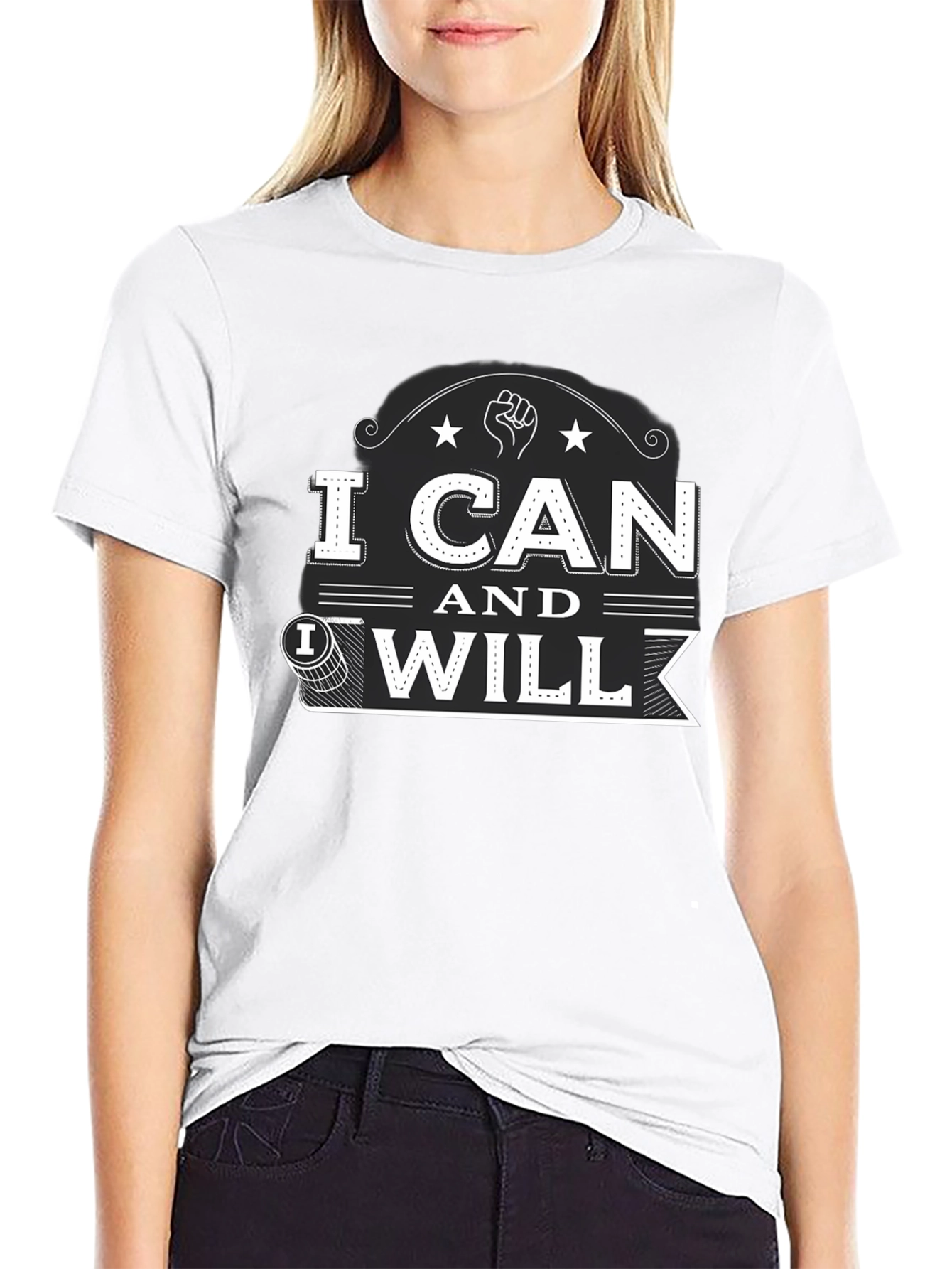 I Can and I Will Black Graphic T-Shirt