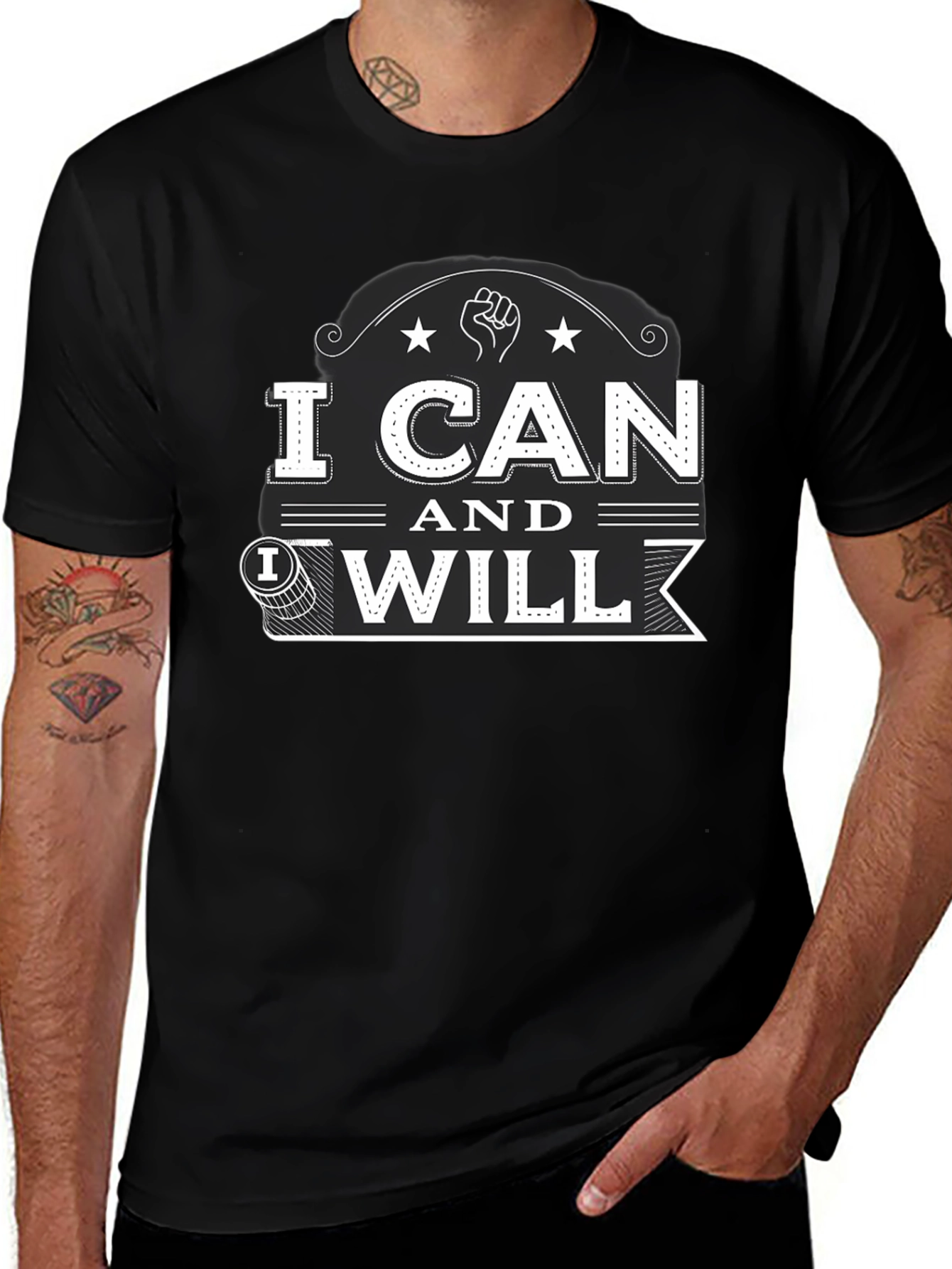I Can and I Will Black Graphic T-Shirt