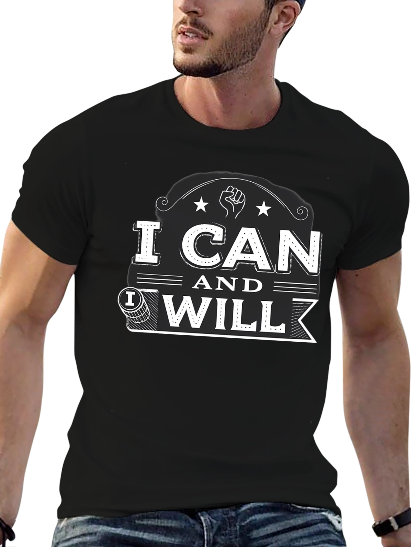 I Can and I Will Black Graphic T-Shirt