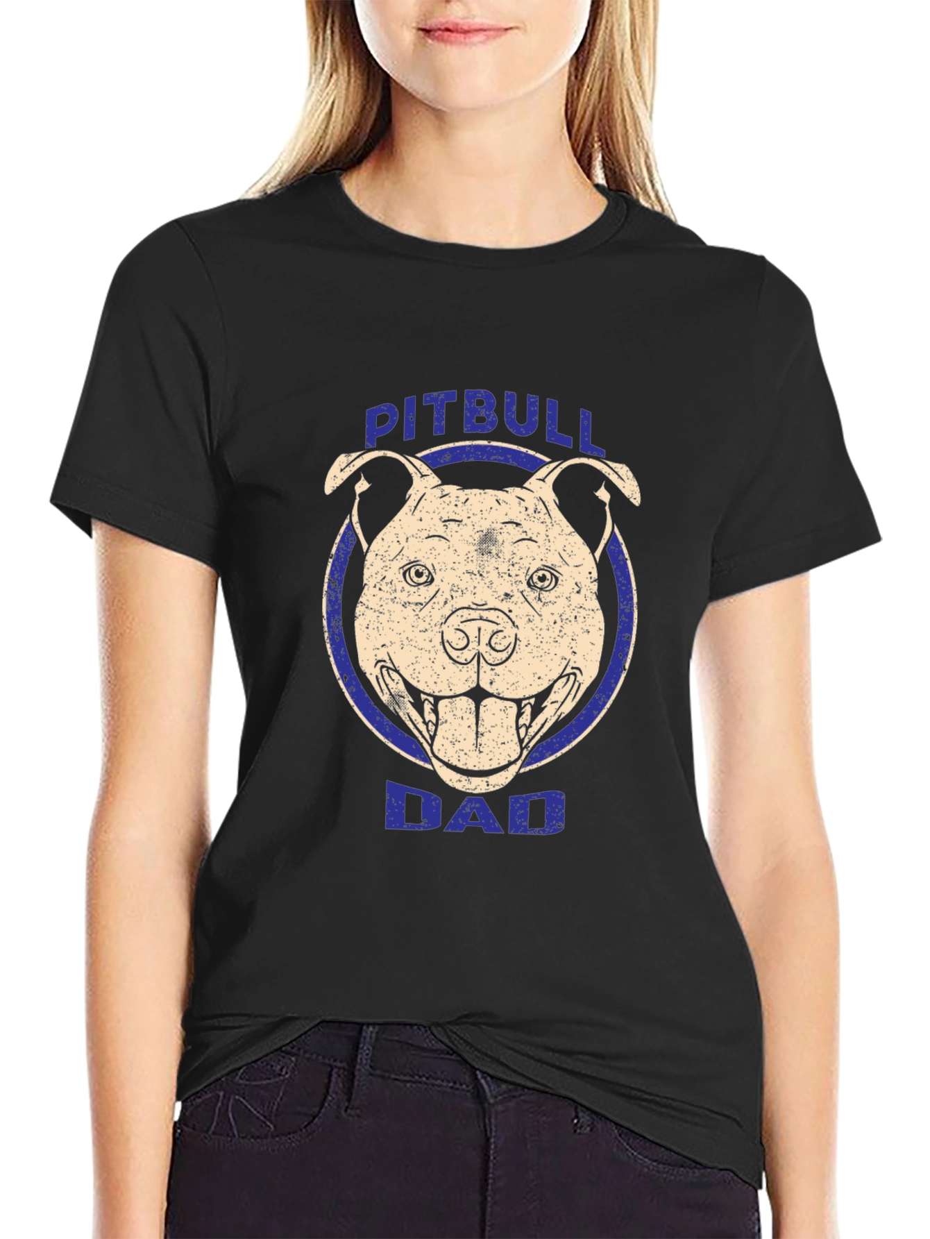 Pitbull Dad Graphic Tee - Black Cotton T-Shirt