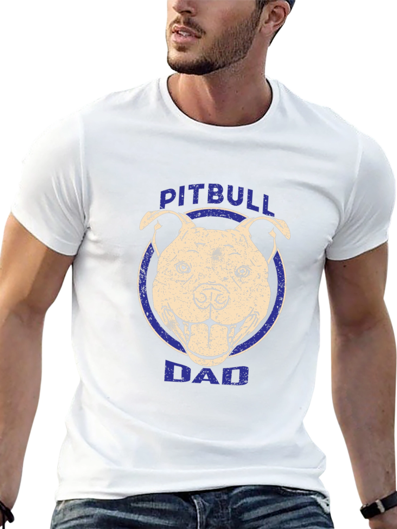 Pitbull Dad Graphic Tee - Black Cotton T-Shirt