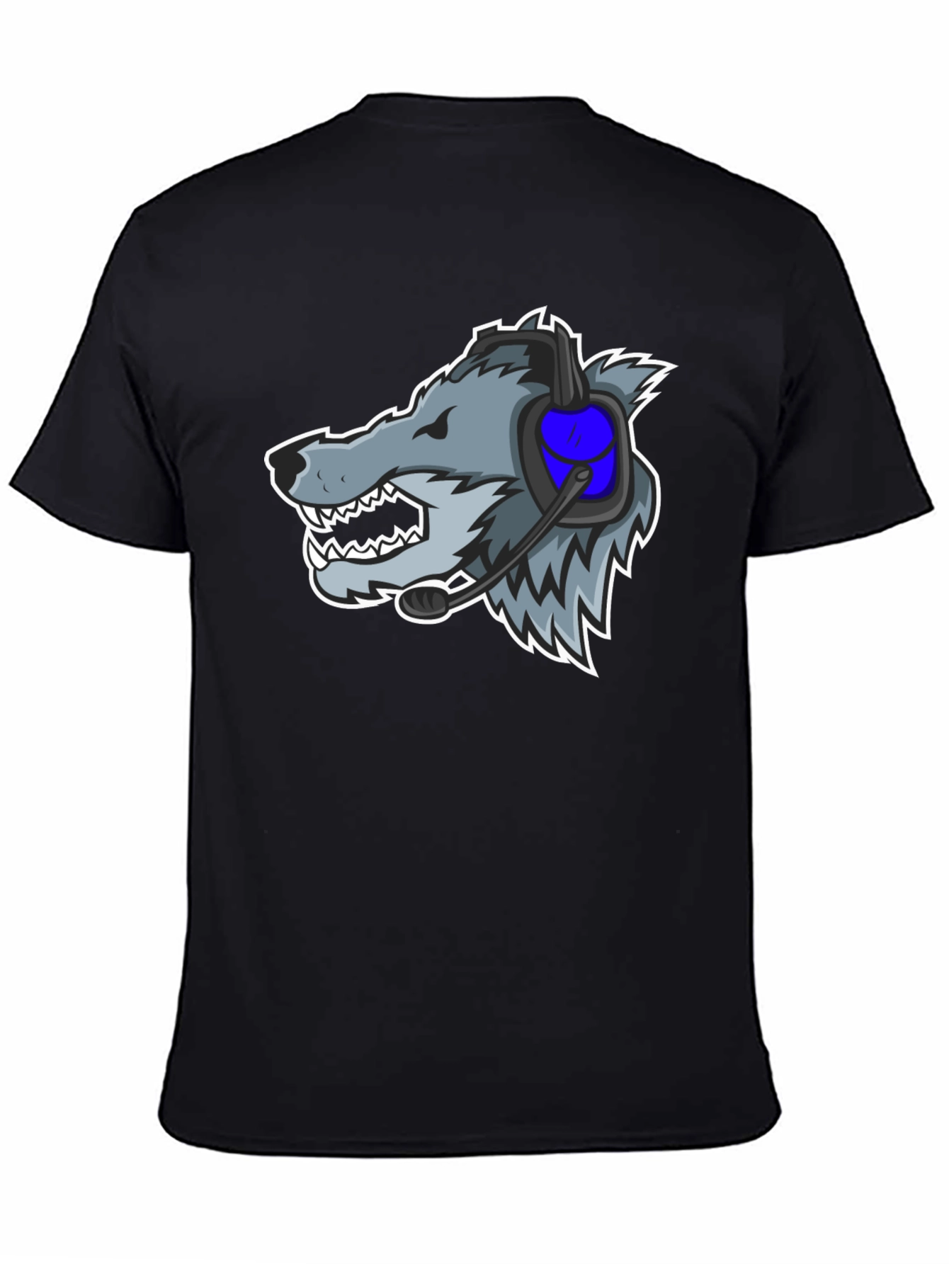 Gamer Wolf Graphic Tee - Black Cotton T-Shirt