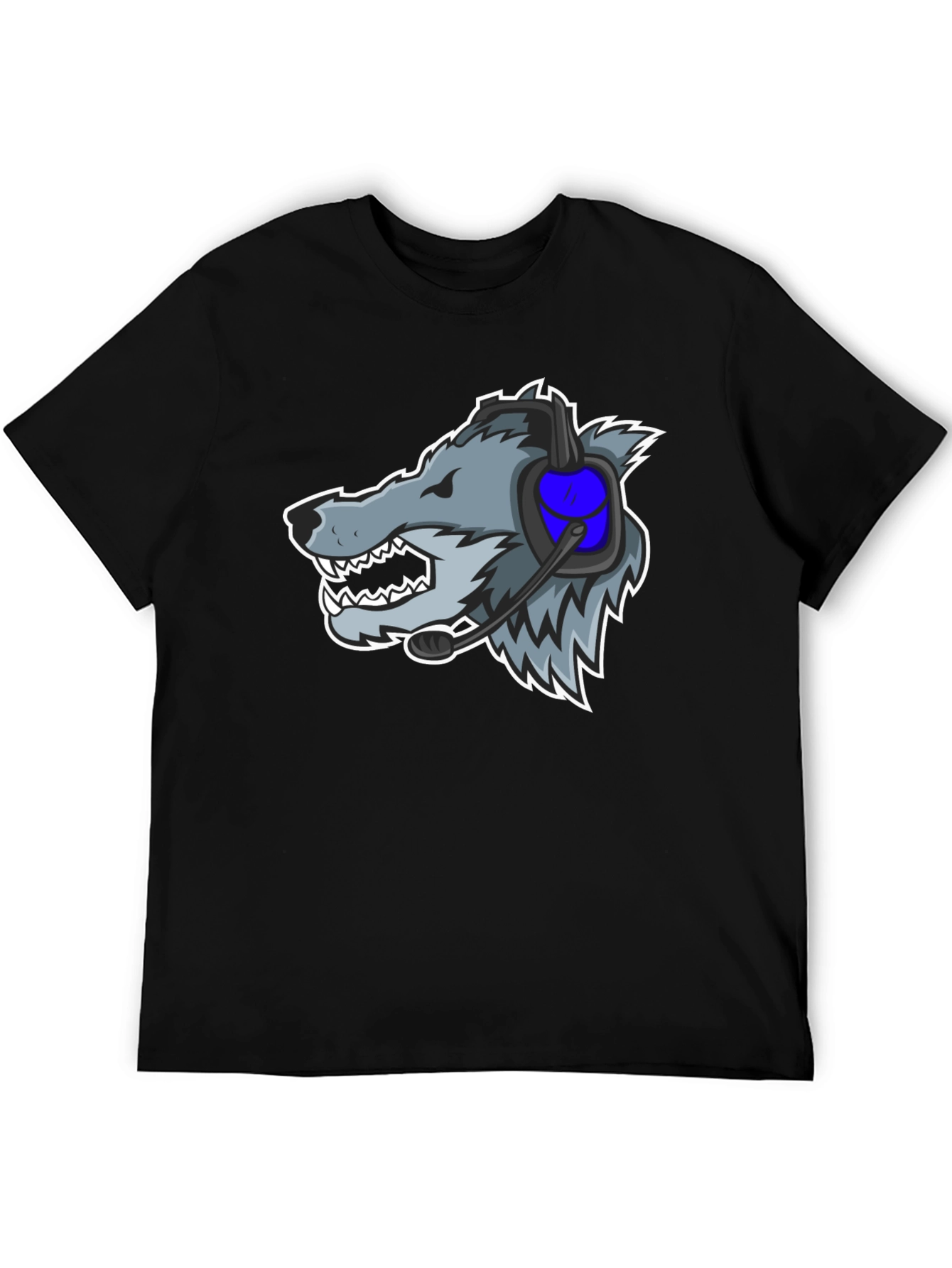 Gamer Wolf Graphic Tee - Black Cotton T-Shirt