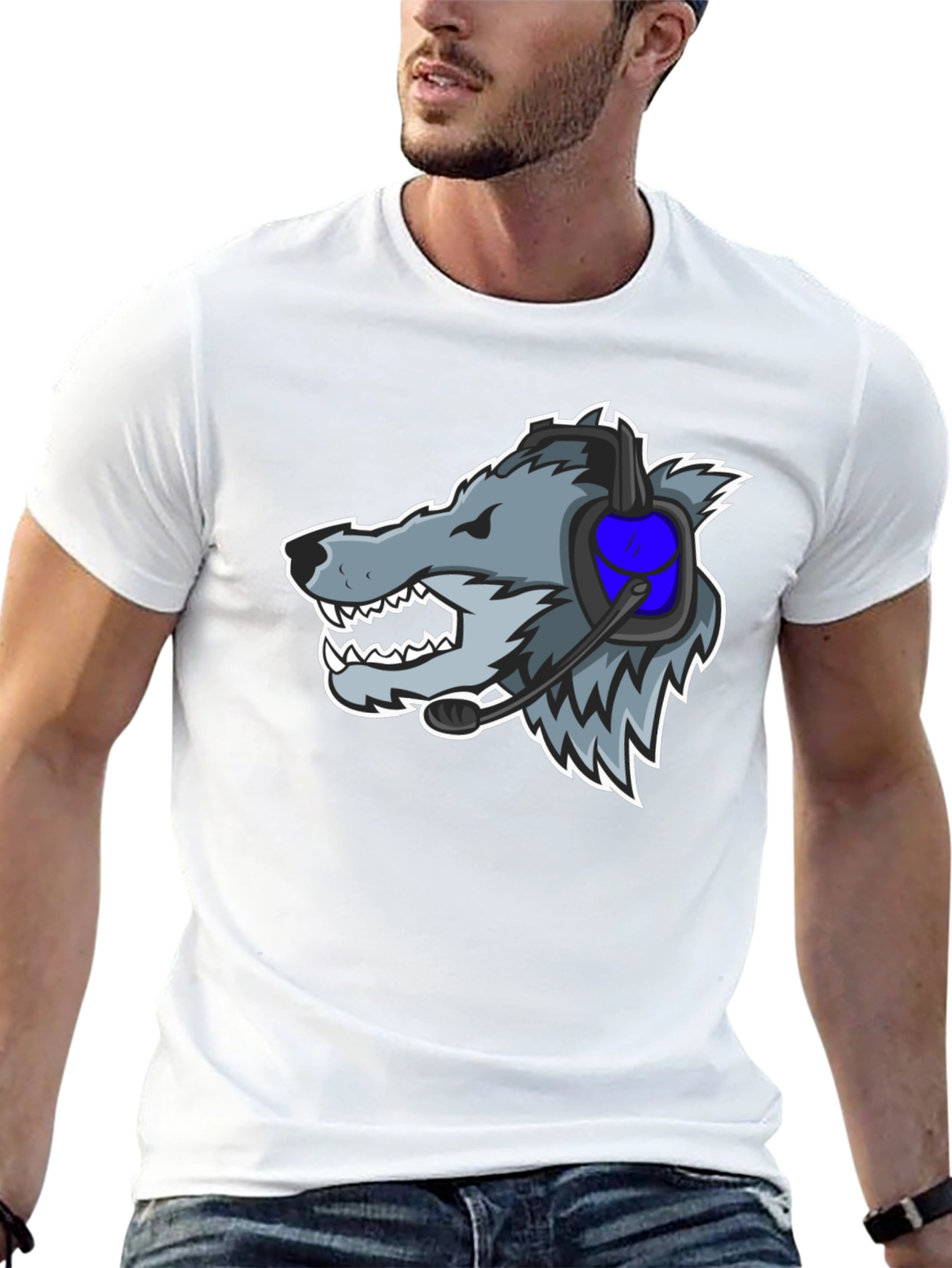 Gamer Wolf Graphic Tee - Black Cotton T-Shirt