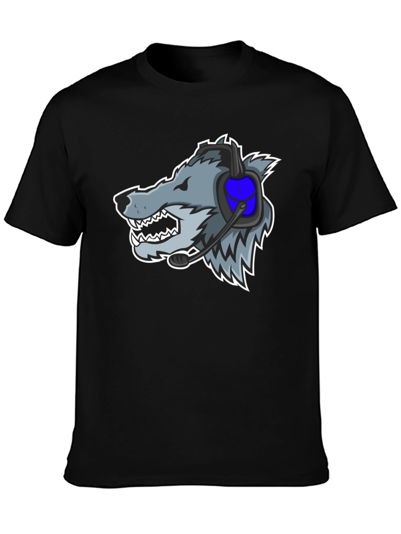 Gamer Wolf Graphic Tee - Black Cotton T-Shirt