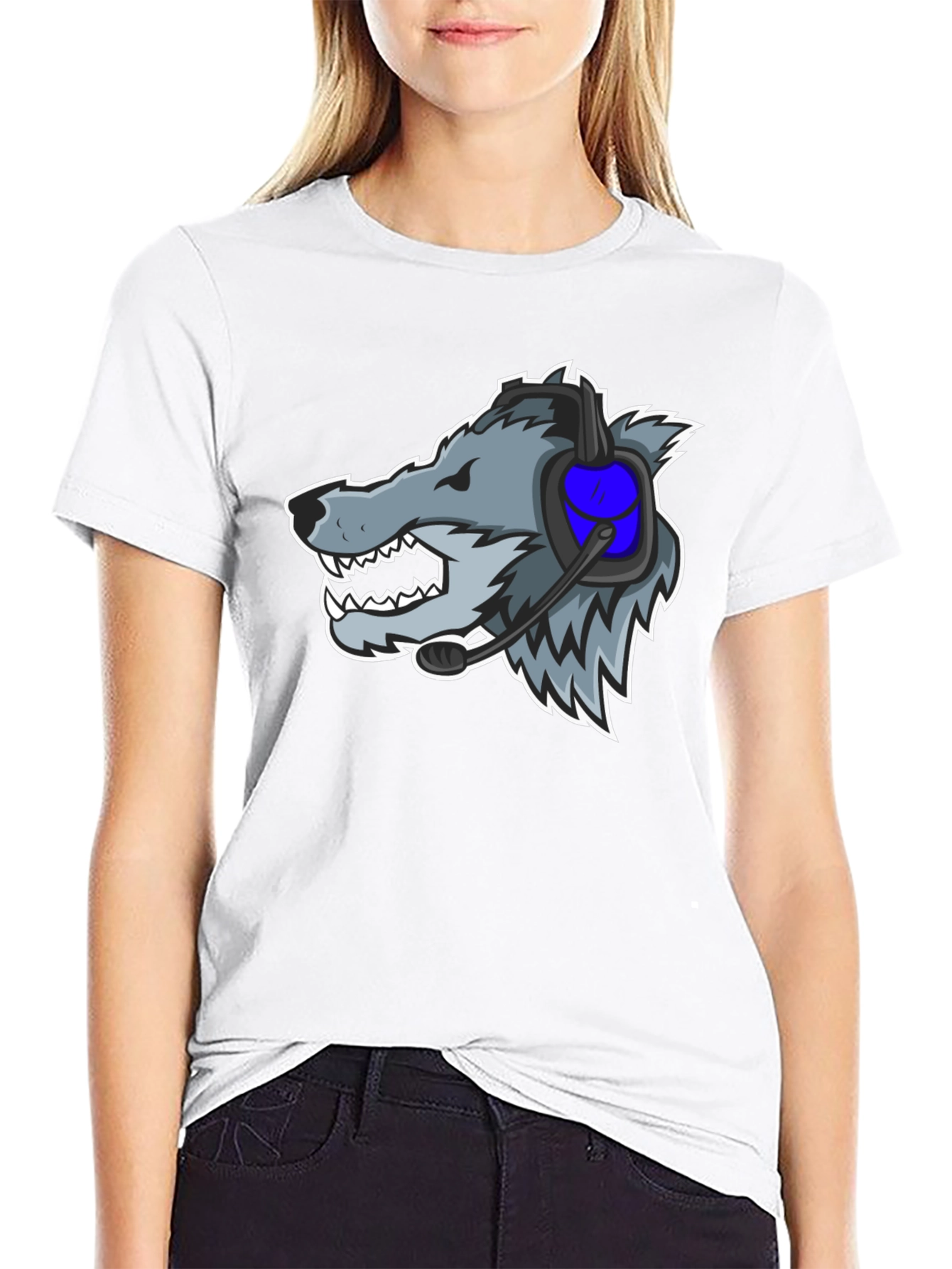 Gamer Wolf Graphic Tee - Black Cotton T-Shirt