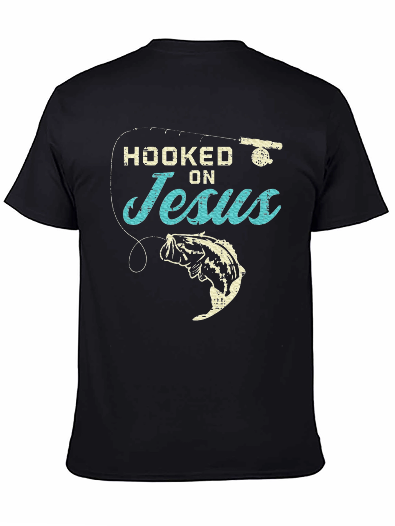 Hooked On Jesus Fishing Graphic T-Shirt