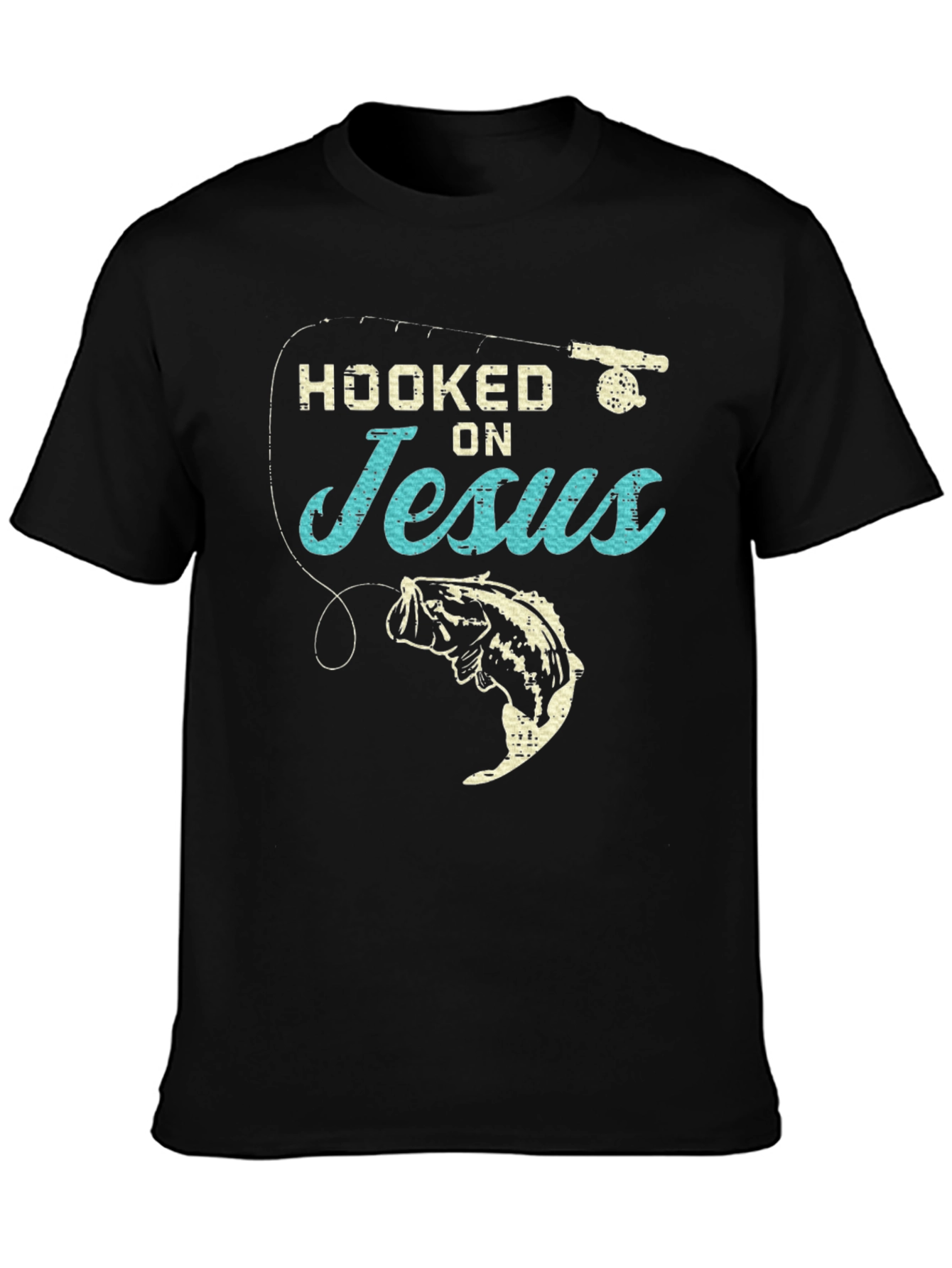 Hooked On Jesus Fishing Graphic T-Shirt