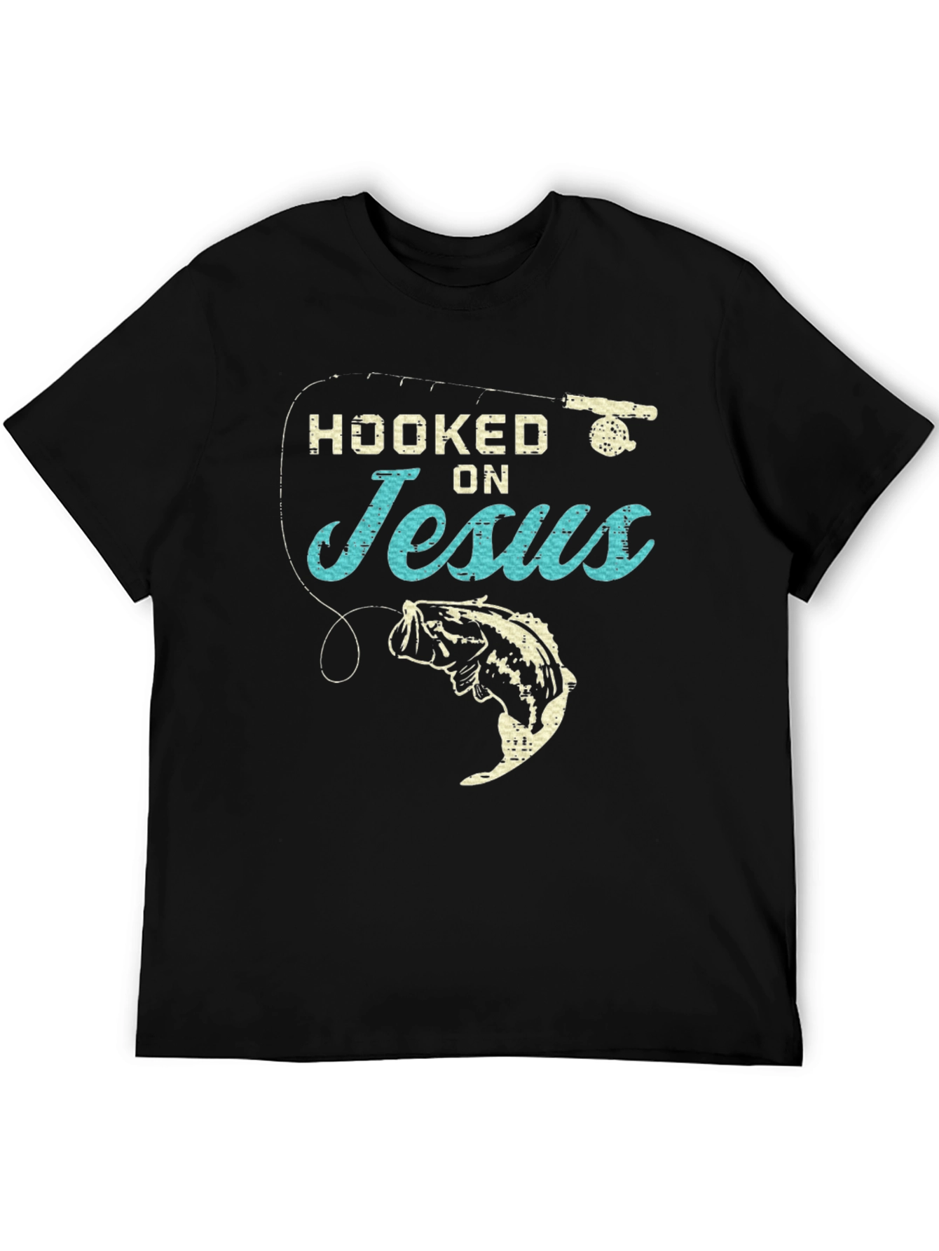 Hooked On Jesus Fishing Graphic T-Shirt
