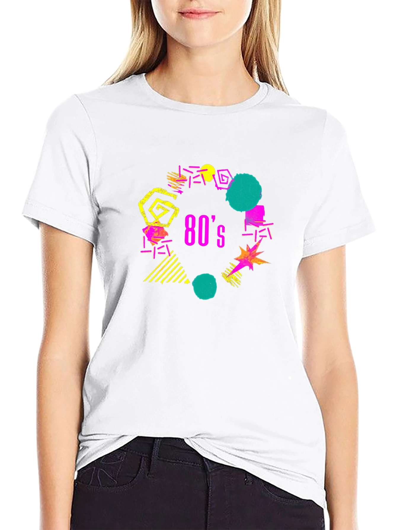 Retro 80s Style Graphic Tee - Black