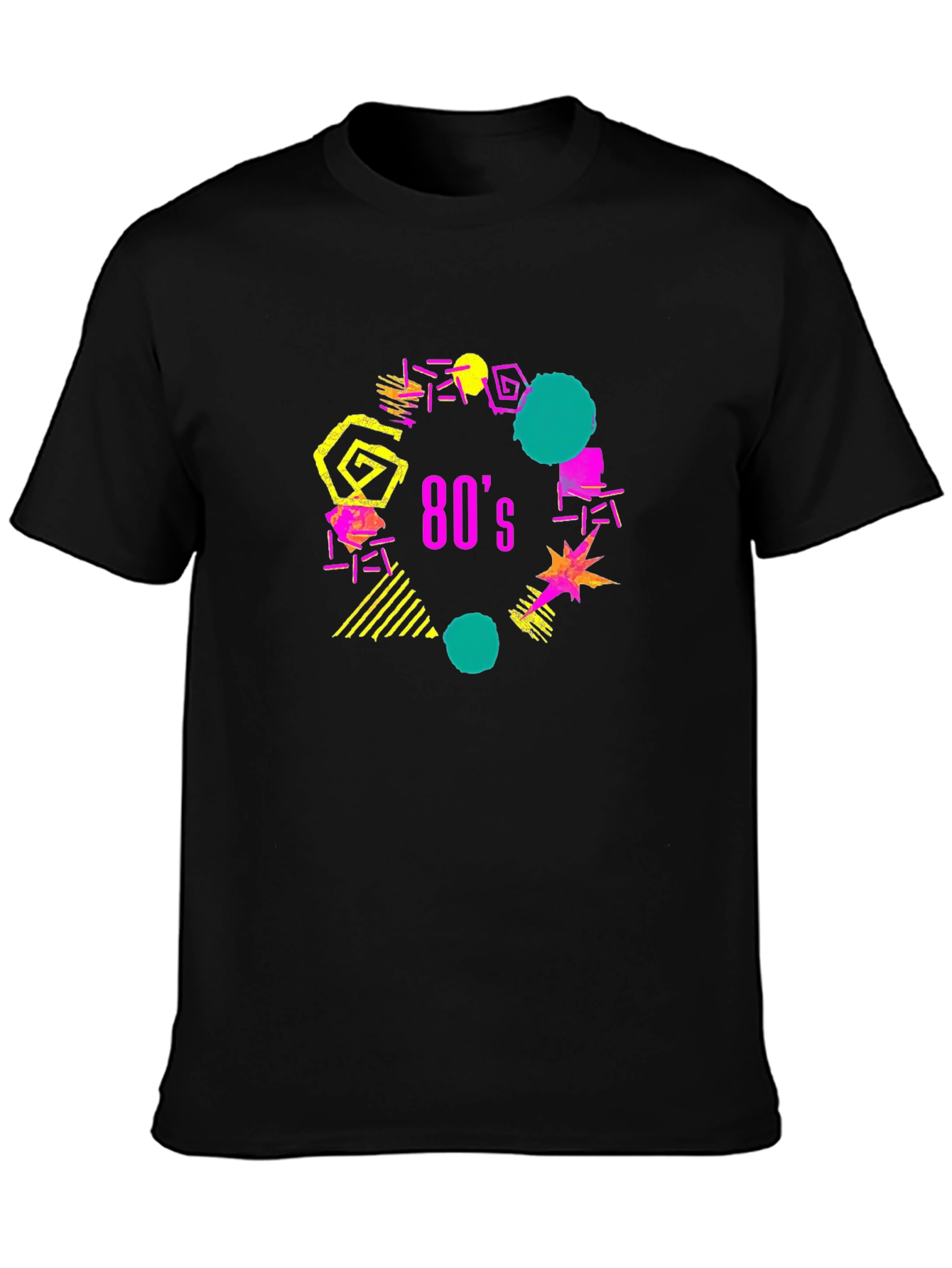 Retro 80s Style Graphic Tee - Black