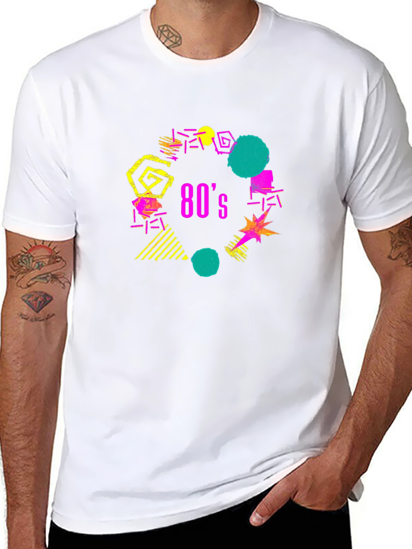Retro 80s Style Graphic Tee - Black