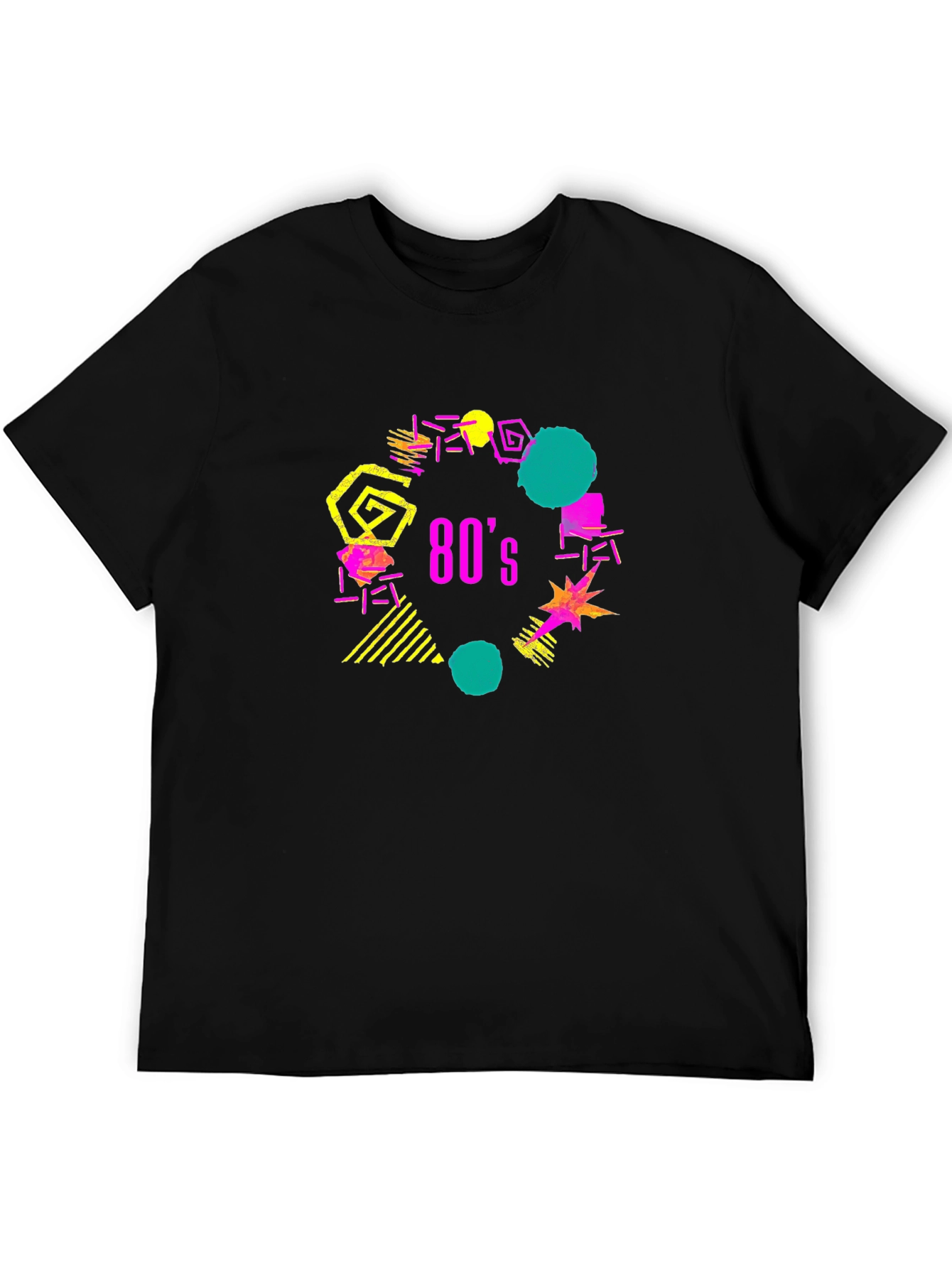 Retro 80s Style Graphic Tee - Black